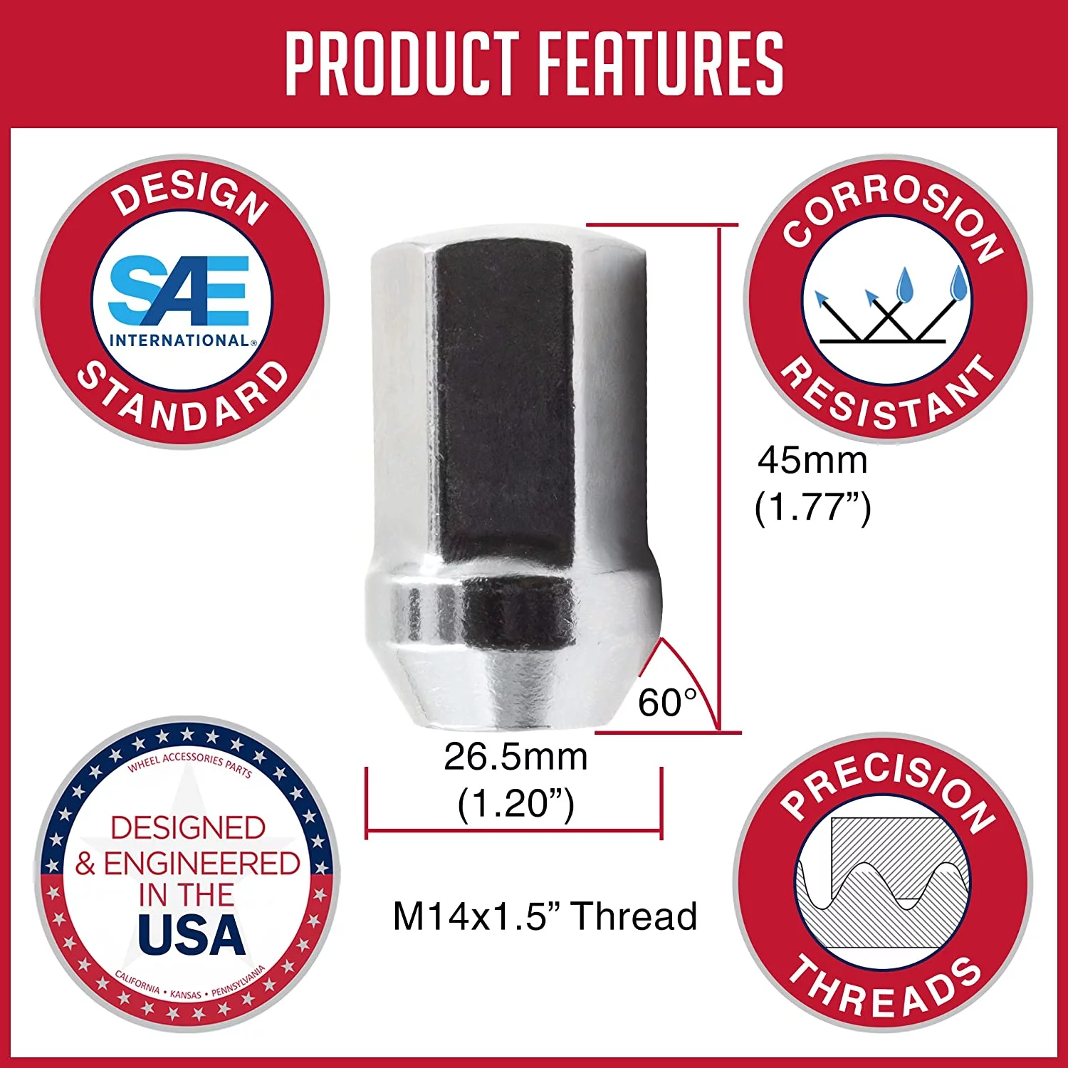 24 Pcs 14mm 1.50 14x1.50 Thread GM 9596070, 611-236 1.77