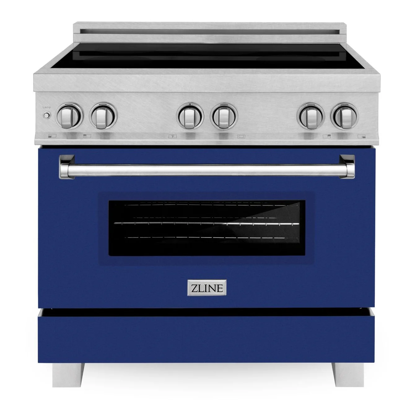 ZLINE 36 In. 4.6 cu. ft. Induction Range with a 4 Element Stove and Electric Oven in Durasnow and Blue Gloss, RAINDS-BG-36 - Inhomebuy