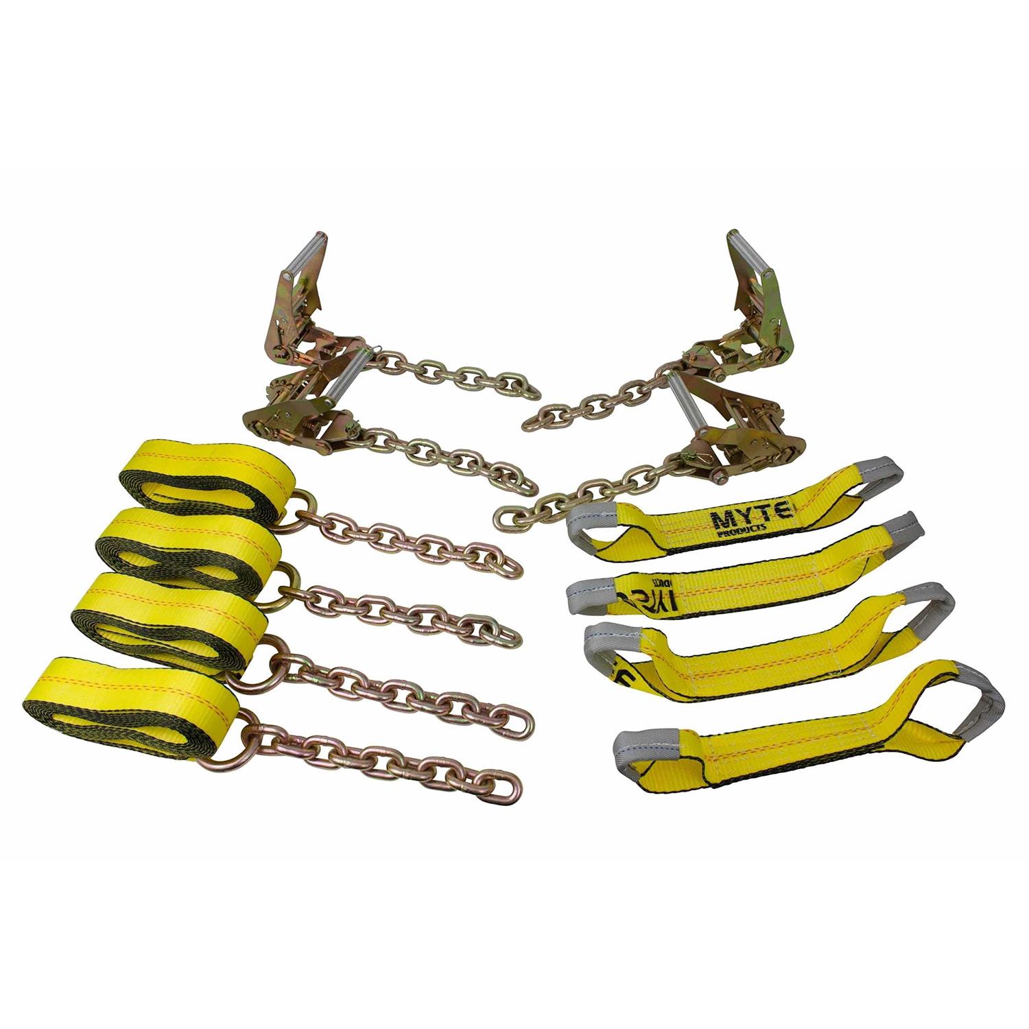 Mytee Products 5/16 inch x 6′ Long Shank J Hook Tow Chain w. RTJ Cluster & Grab Hook - Inhomebuy