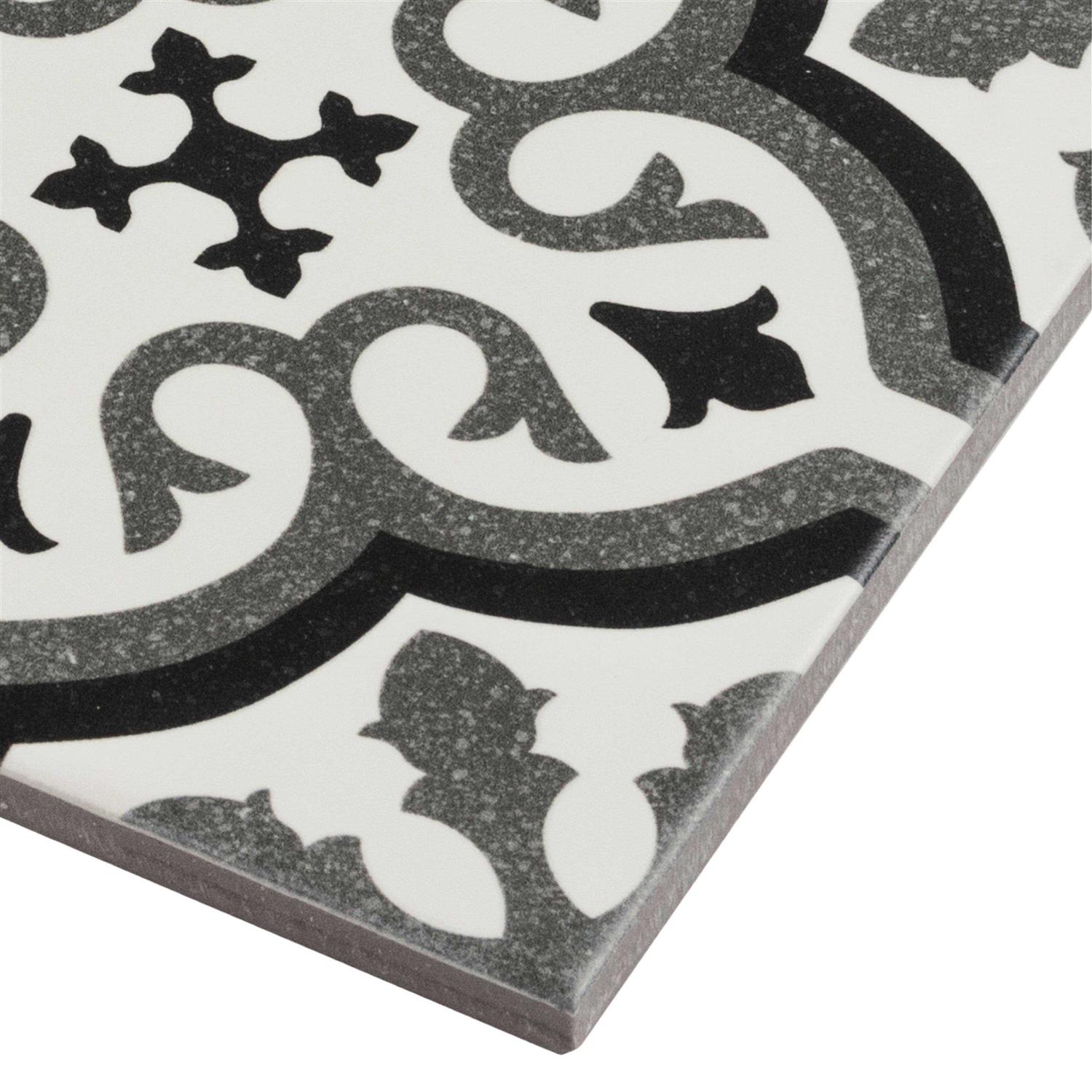 Mosaic Tile Outlet Deco Patterned Black Gray White Matte Porcelain Tile - Inhomebuy