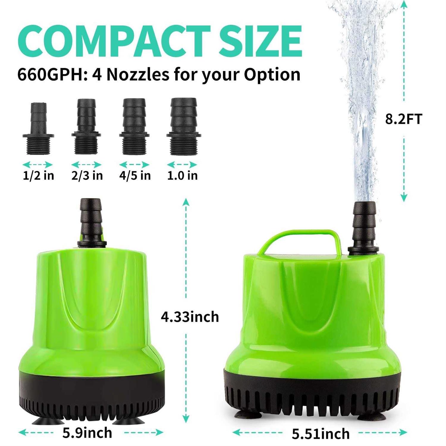 Freesea 845 GPH 60W Submersible Water Pump for Pond Aquarium Hydroponics Fish Tank Fountain Waterfall - Inhomebuy