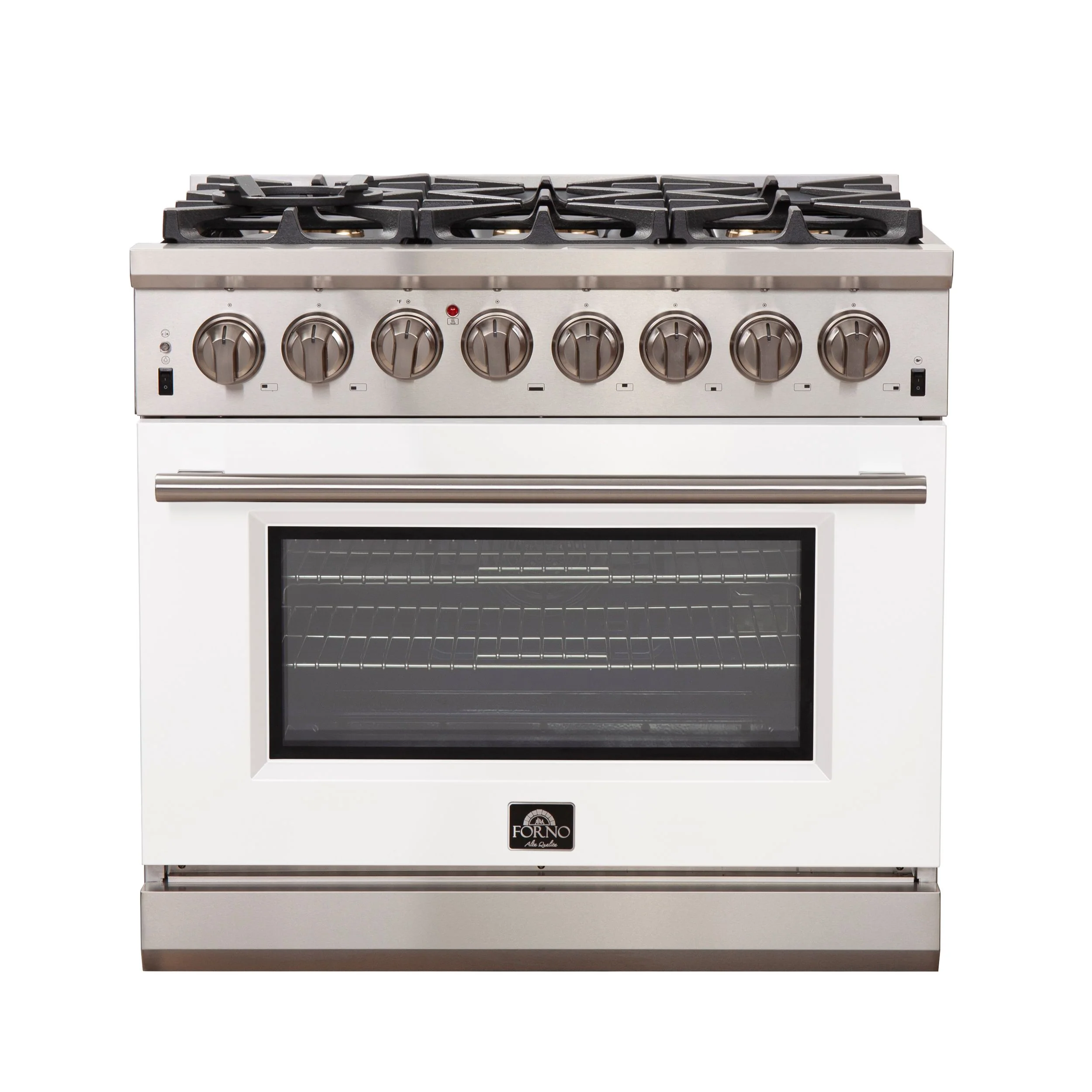 Forno 36 Inch Professional Freestanding Dual Fuel Range in White, FFSGS6187-36WHT - Inhomebuy
