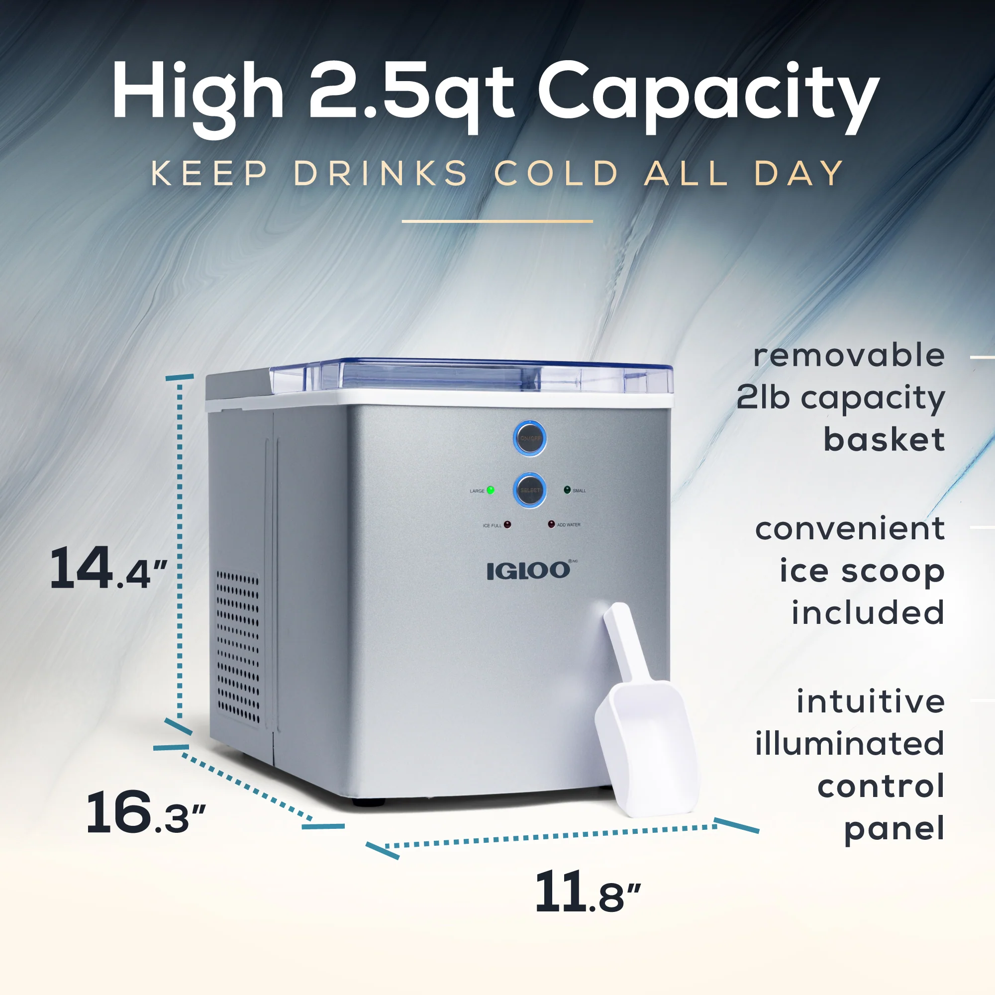 IGLOO® 33-Pound Automatic Portable Countertop Ice Maker Machine, Silver - Inhomebuy