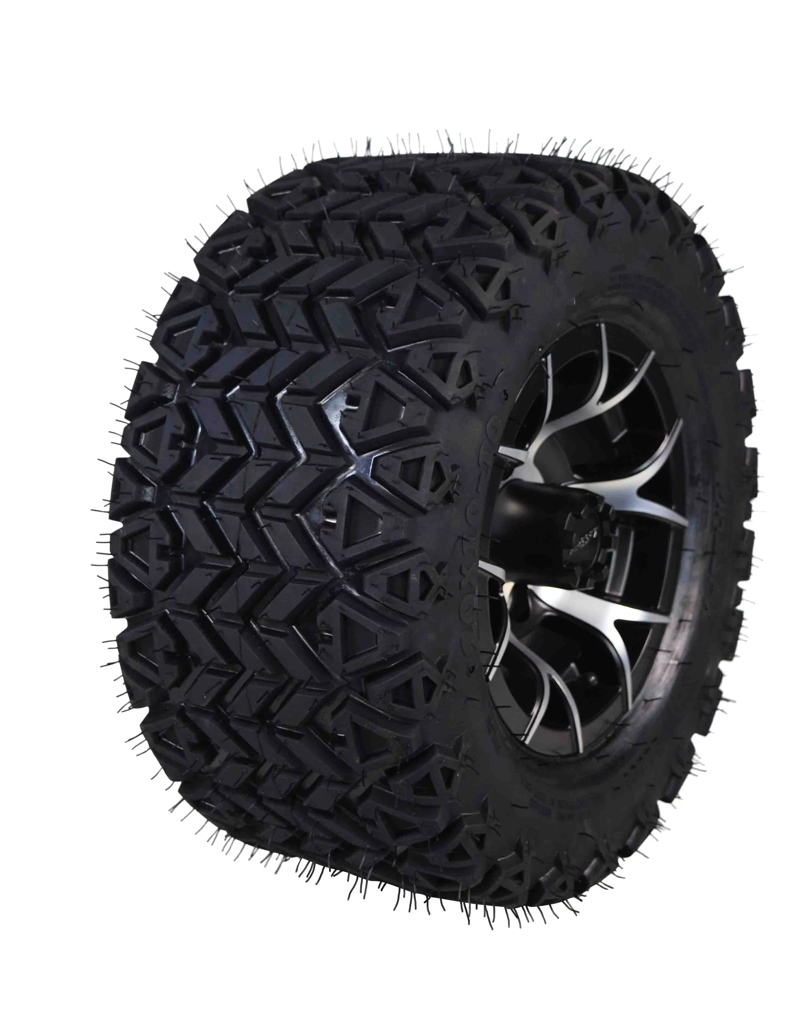MASSFX 20x10-10 Golf Cart Turf Tire & Black Wheel Kit A240 10x7 4/101.6 - Inhomebuy