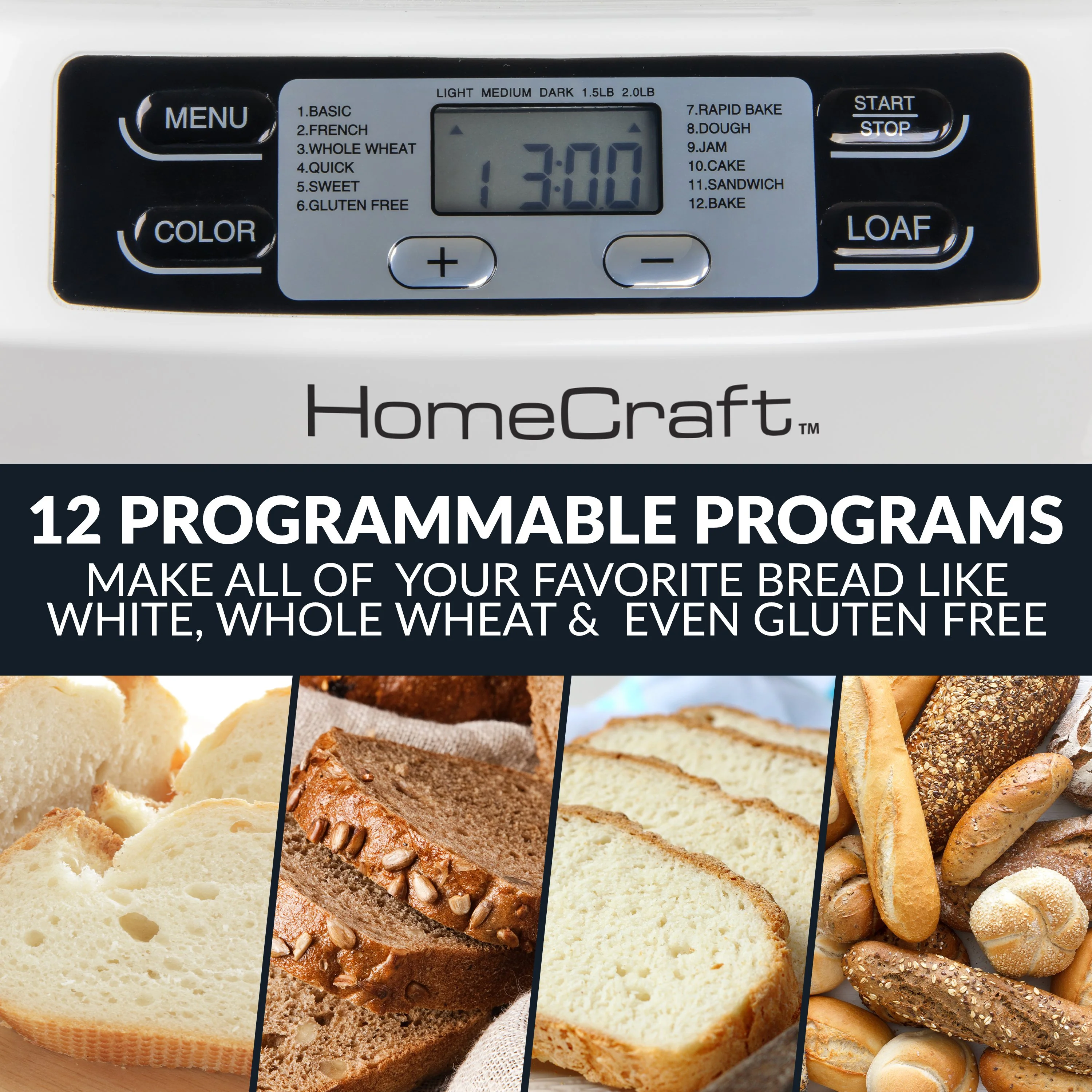 HomeCraft�?Programmable 2 Lb. Breadmaker With Auto Fruit & Nut Dispenser - Inhomebuy
