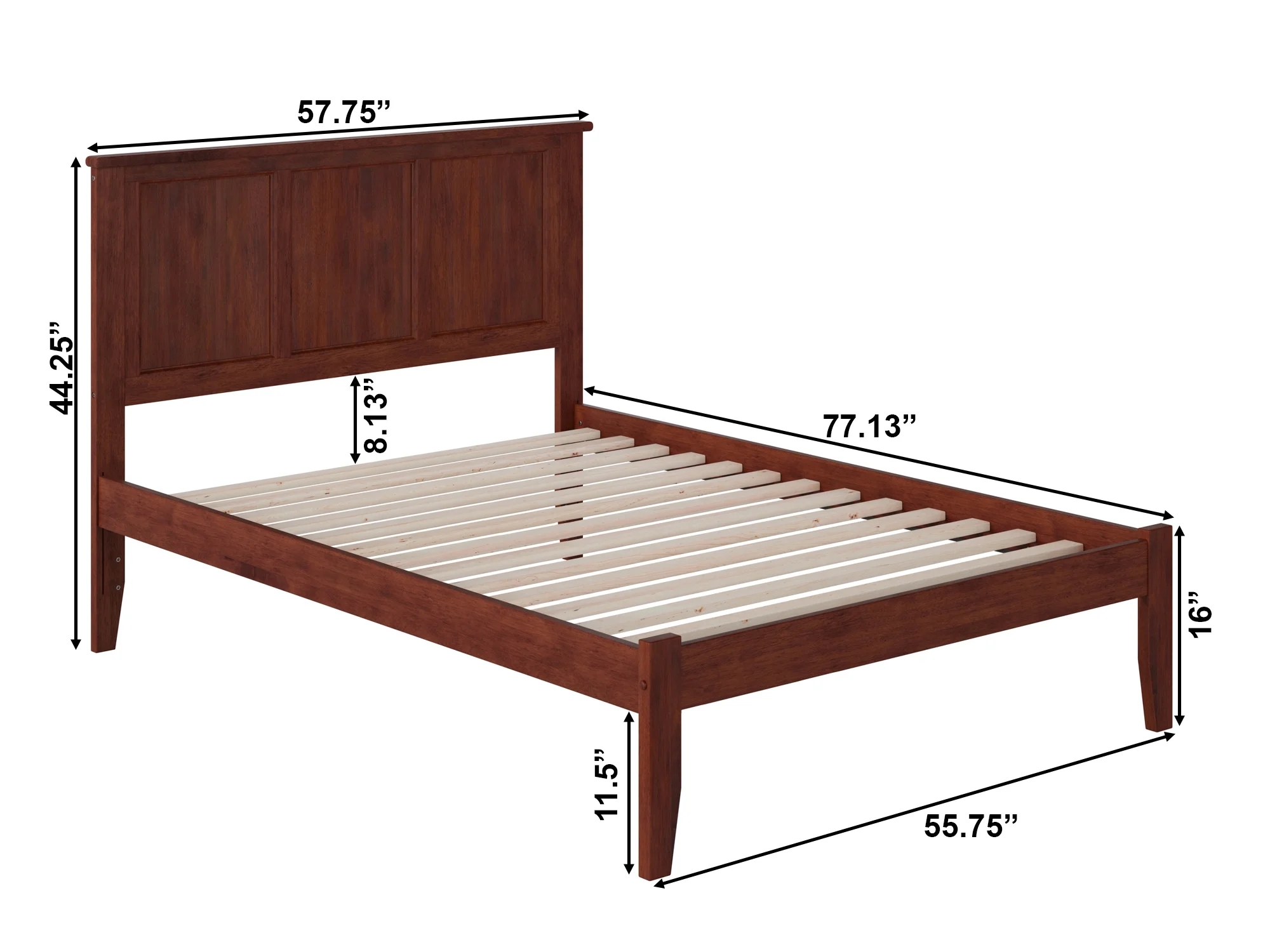 AFI Madison Full Solid Wood Platform Bed with Panel Headboard in Walnut - Inhomebuy