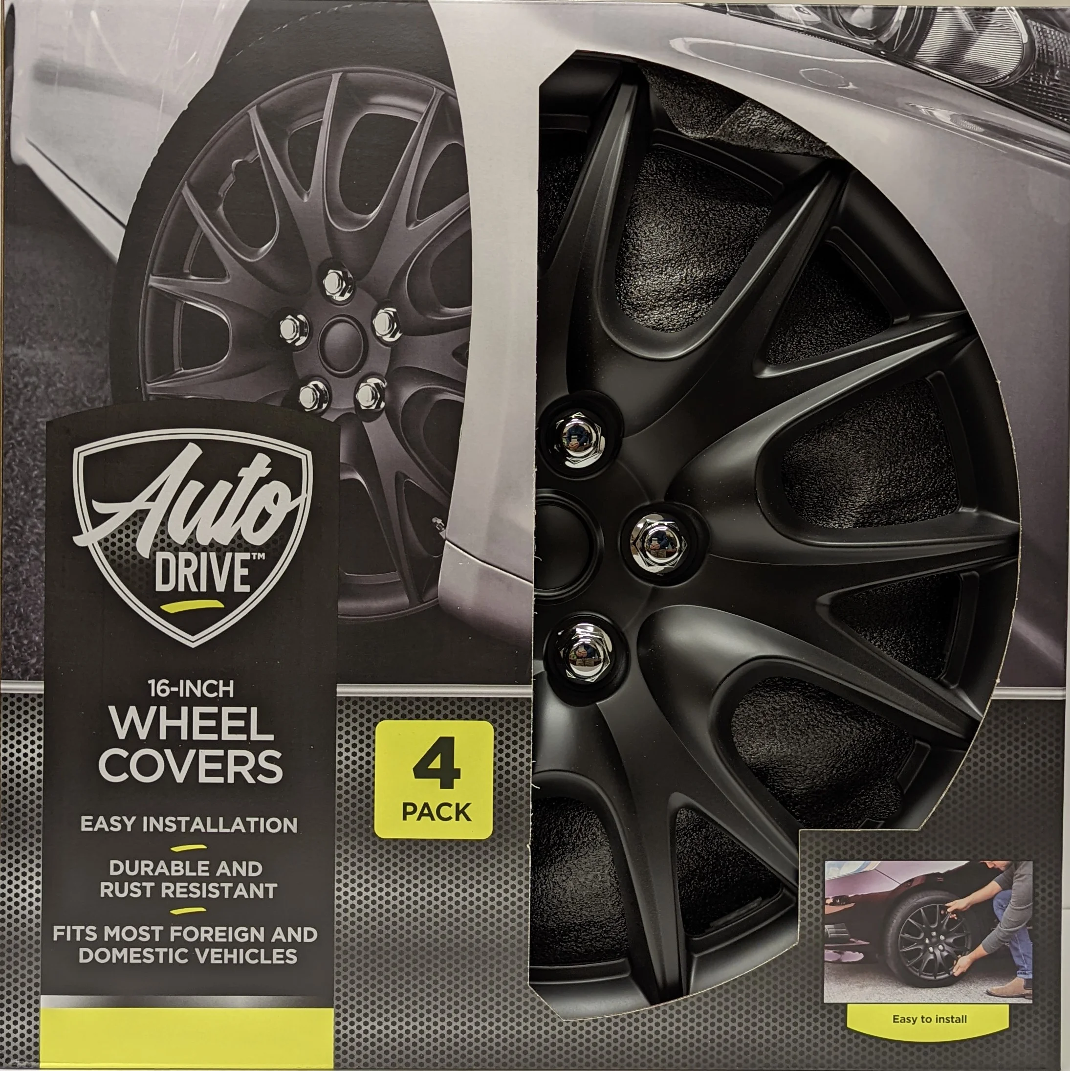 Auto Drive 16-in Wheel Cover, KT950-16MBK - Inhomebuy