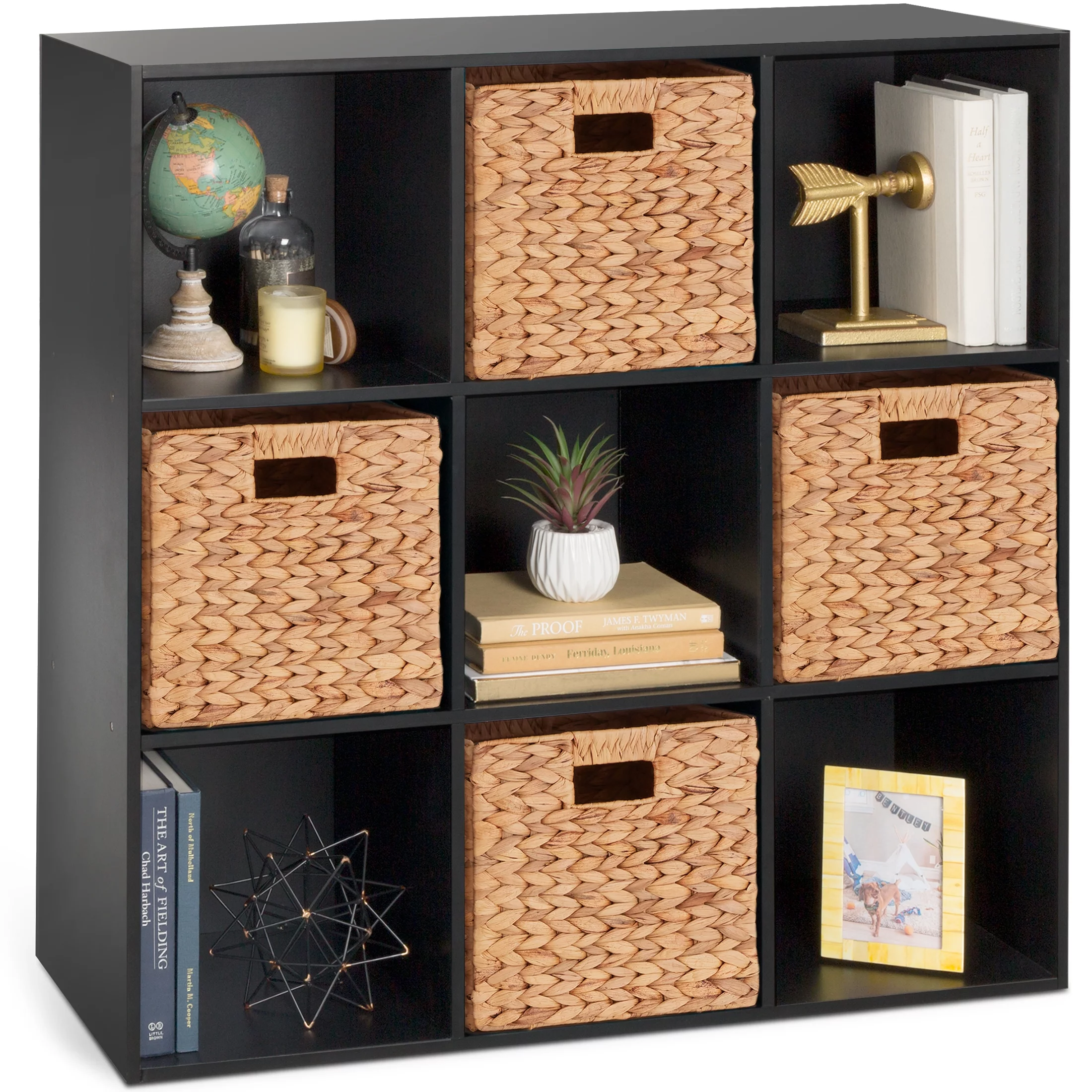 Best Choice Products 9-Cube Bookshelf, Display Storage Compartment Organizer w/ 3 Removable Back Panels - Black - Inhomebuy