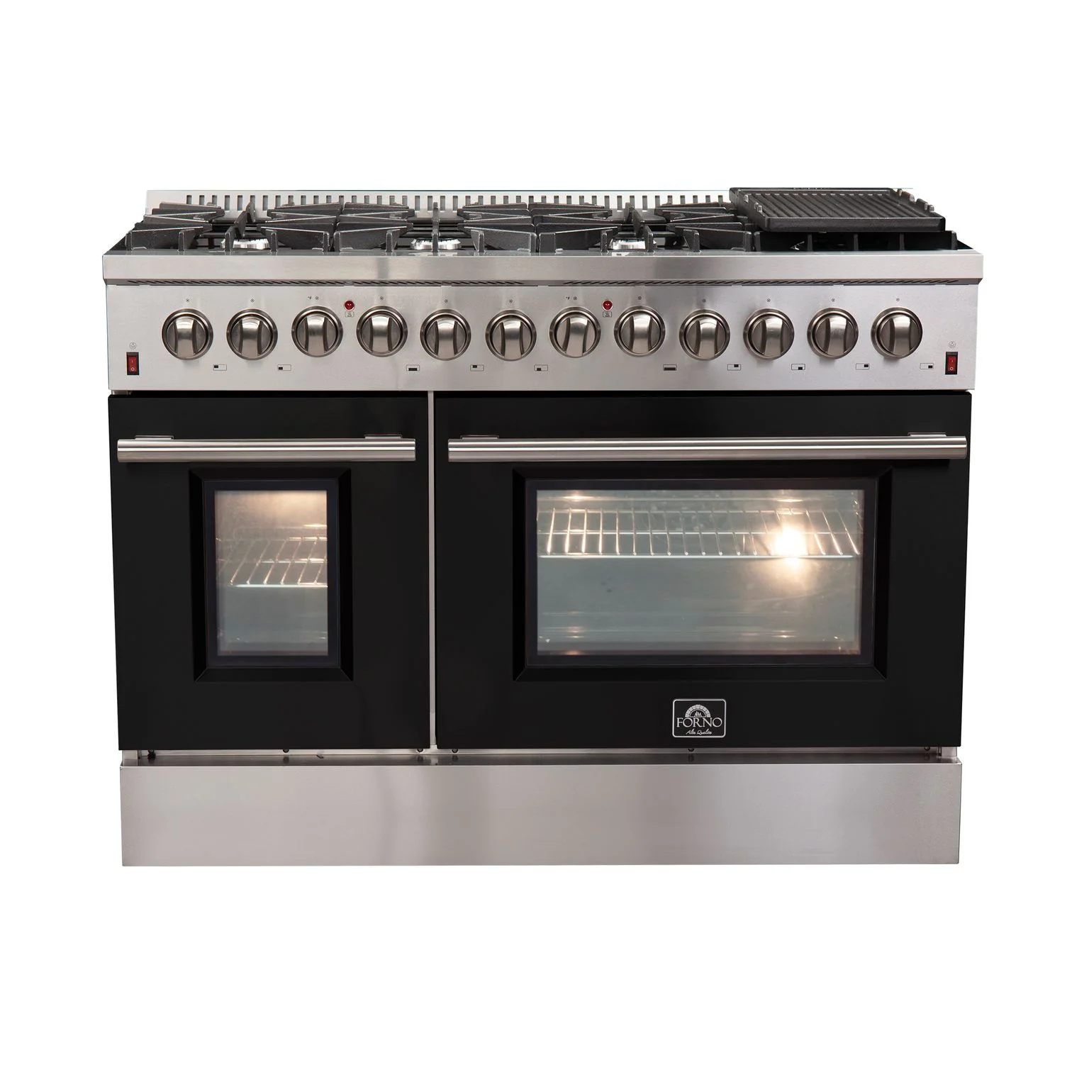 Forno 48 Inch Professional Freestanding Dual Fuel Range in Black, FFSGS6156-48BLK - Inhomebuy