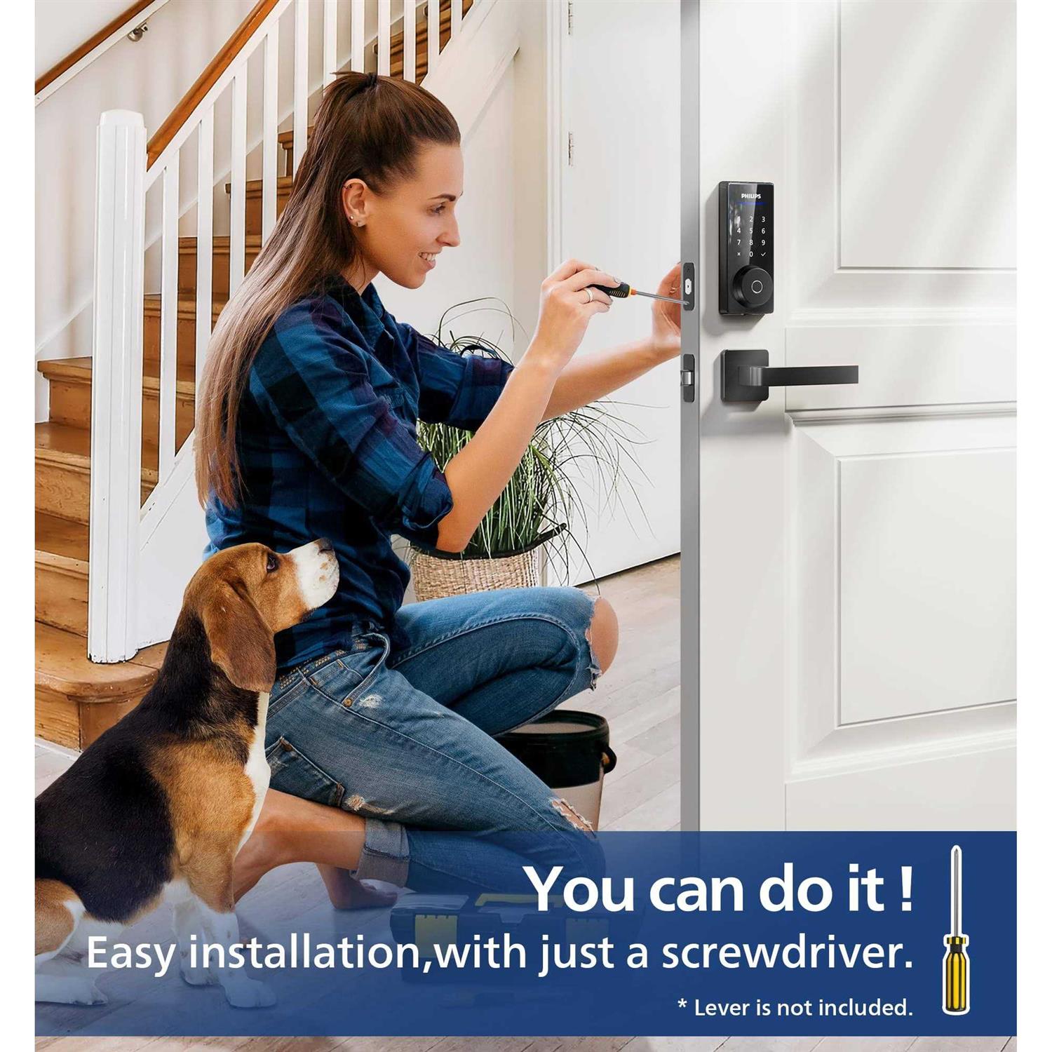 Philips Smart Lock, Fingerprint Door Lock, Keyless Entry Door Lock, Electronic Door Lock, Touchscreen Keypad Deadbolt - Inhomebuy