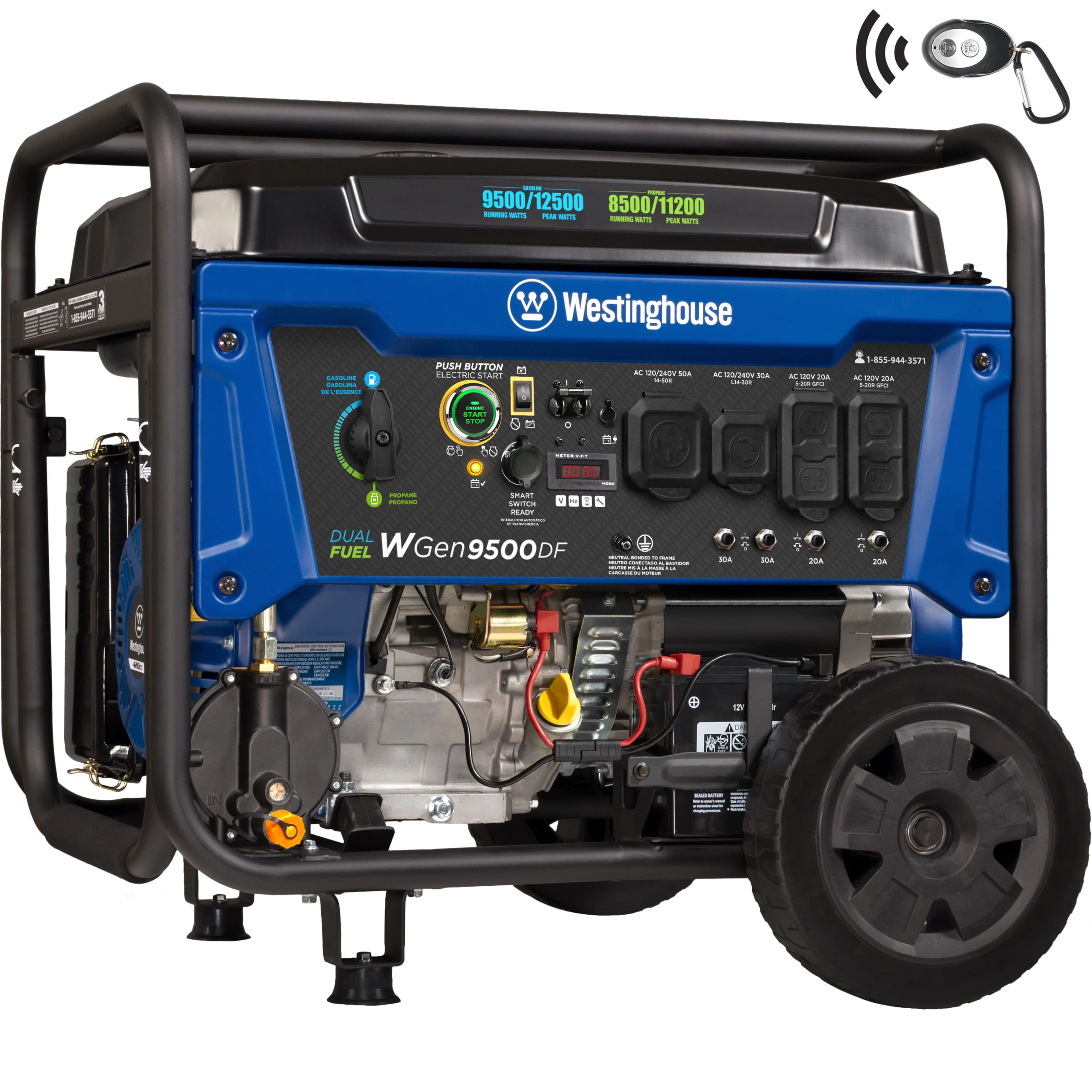 Westinghouse 12,500 Peak Watt Dual Fuel Portable Generator, Electric Start, Transfer Switch Ready - Inhomebuy