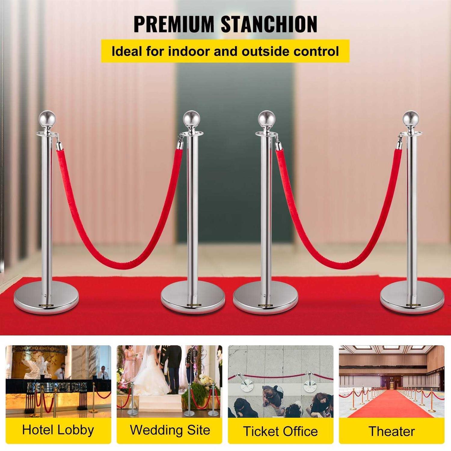 VEVOR Red Rope Stanchion Crowd Control - Inhomebuy