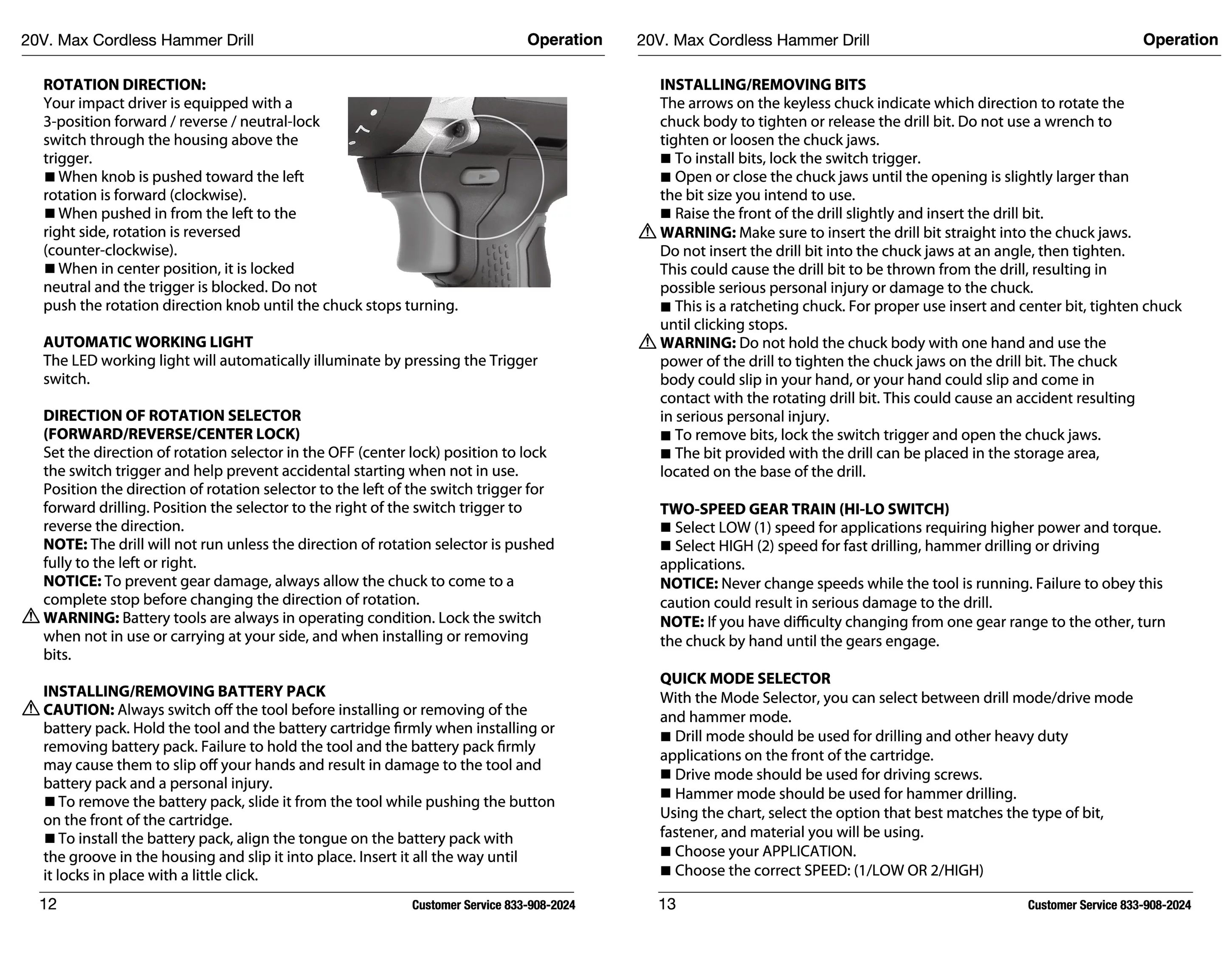 Hyper Tough 20V Max Lithium-Ion Cordless Hammer Drill, 1/2 inch Chuck, 2 Speeds with 1.5Ah Lithium-ion Battery & Charger, Bit Holder & LED Light - Inhomebuy