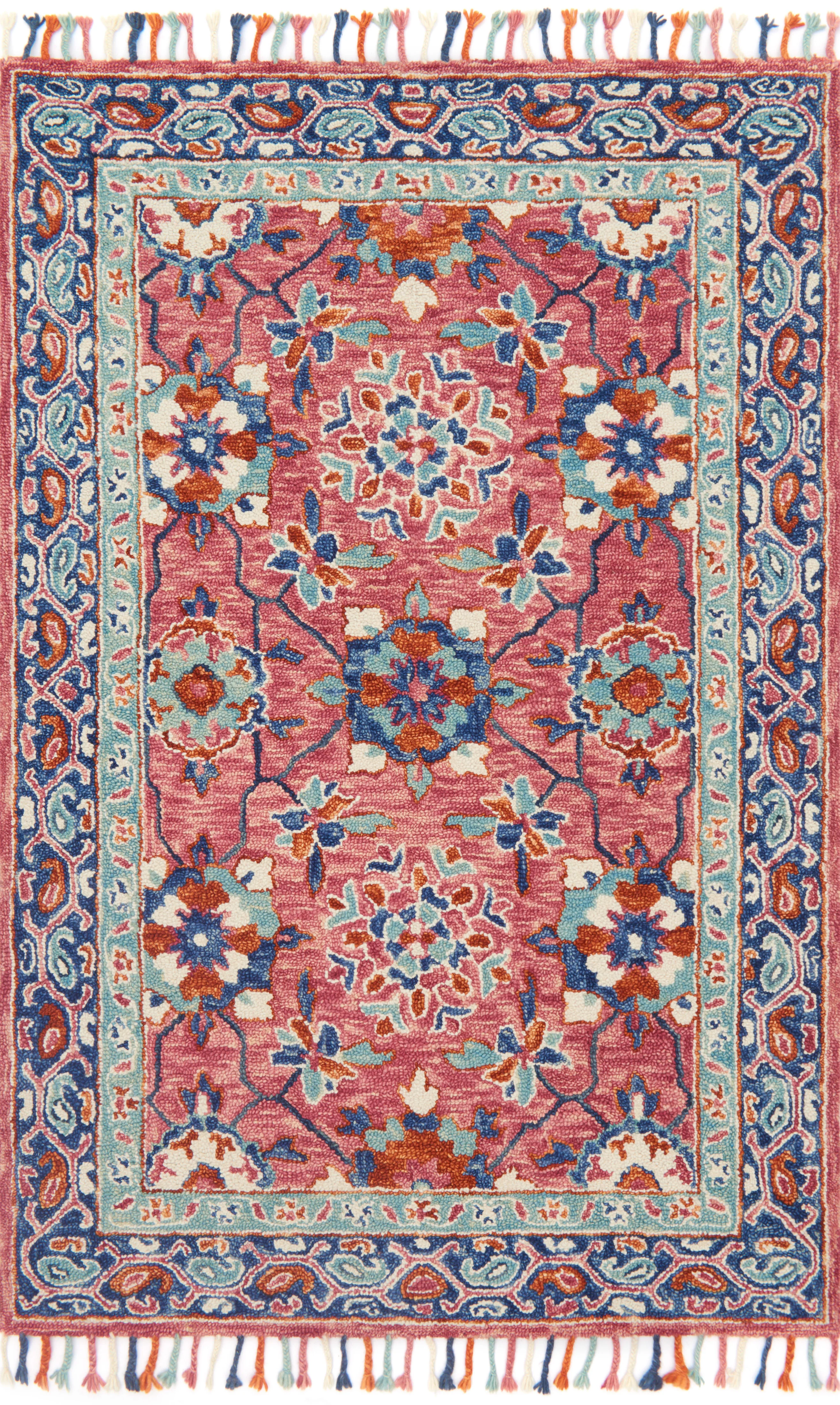Loloi Rugs Zharah Collection Rug in Rose, Denim - 7'9