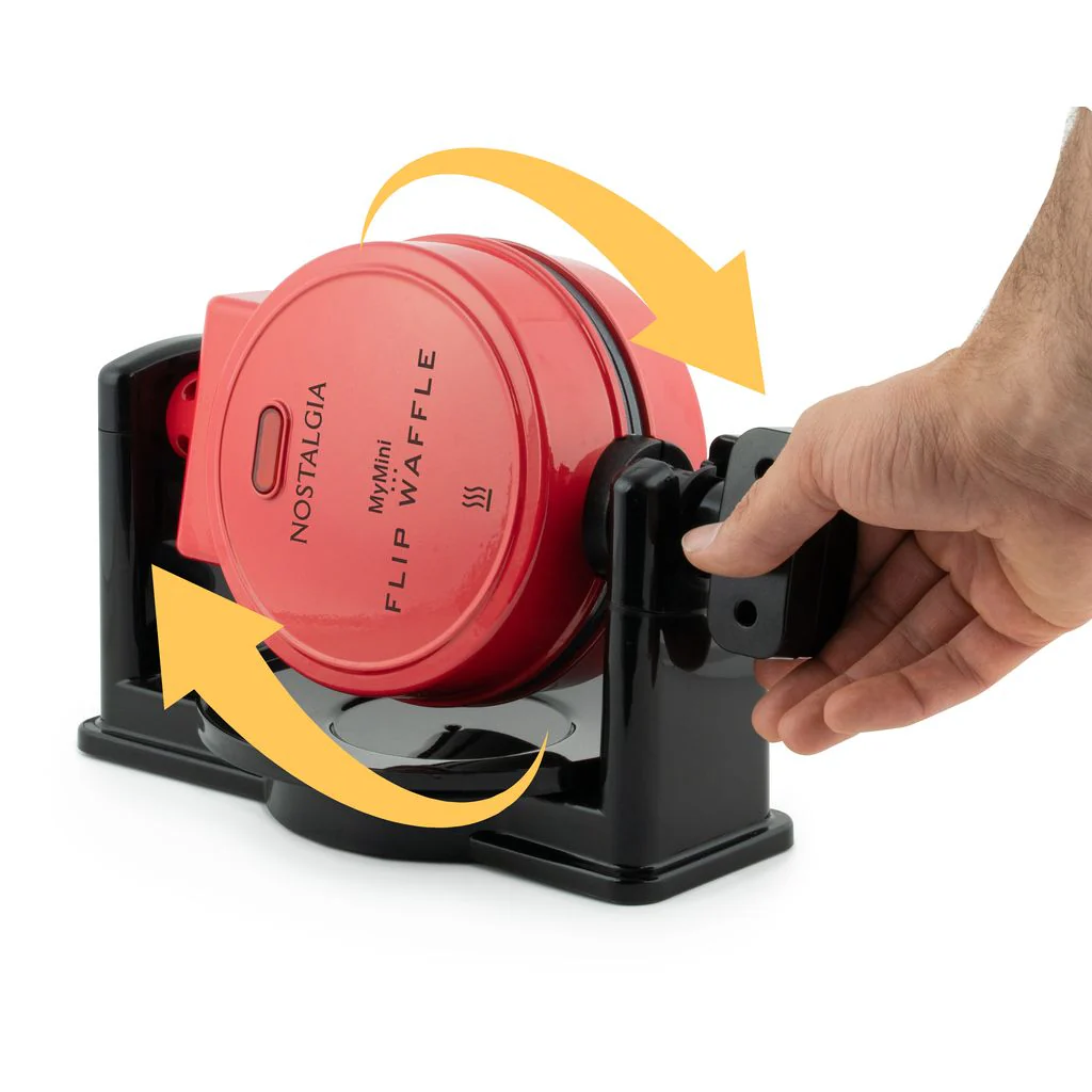MyMini Flip Belgian Waffle Maker, Red - Inhomebuy