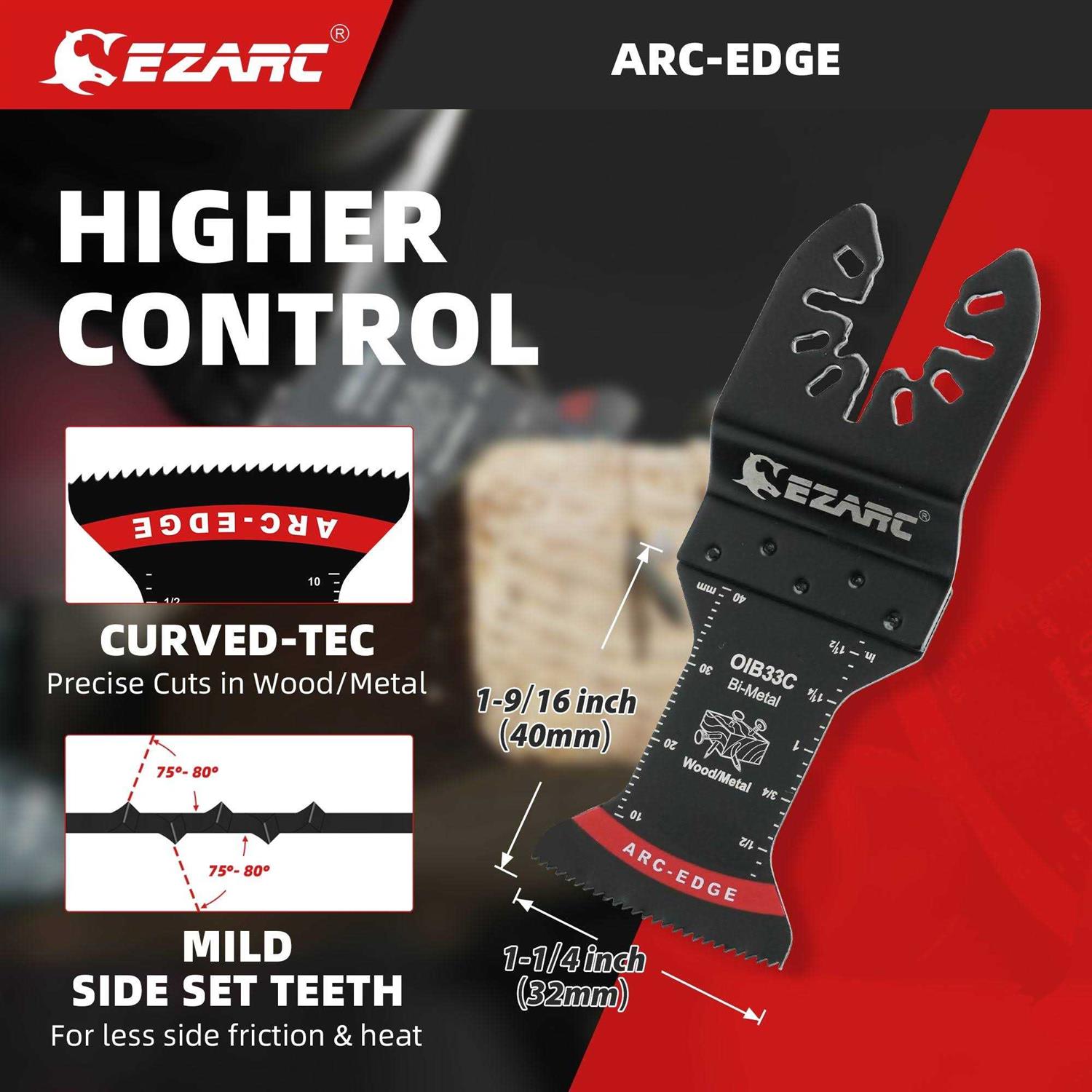 EZARC Tools 1-1/4 in. Arc Edge Bi-Mteal Oscillating Multitool Blades for General Purpose,OlB33C - Inhomebuy