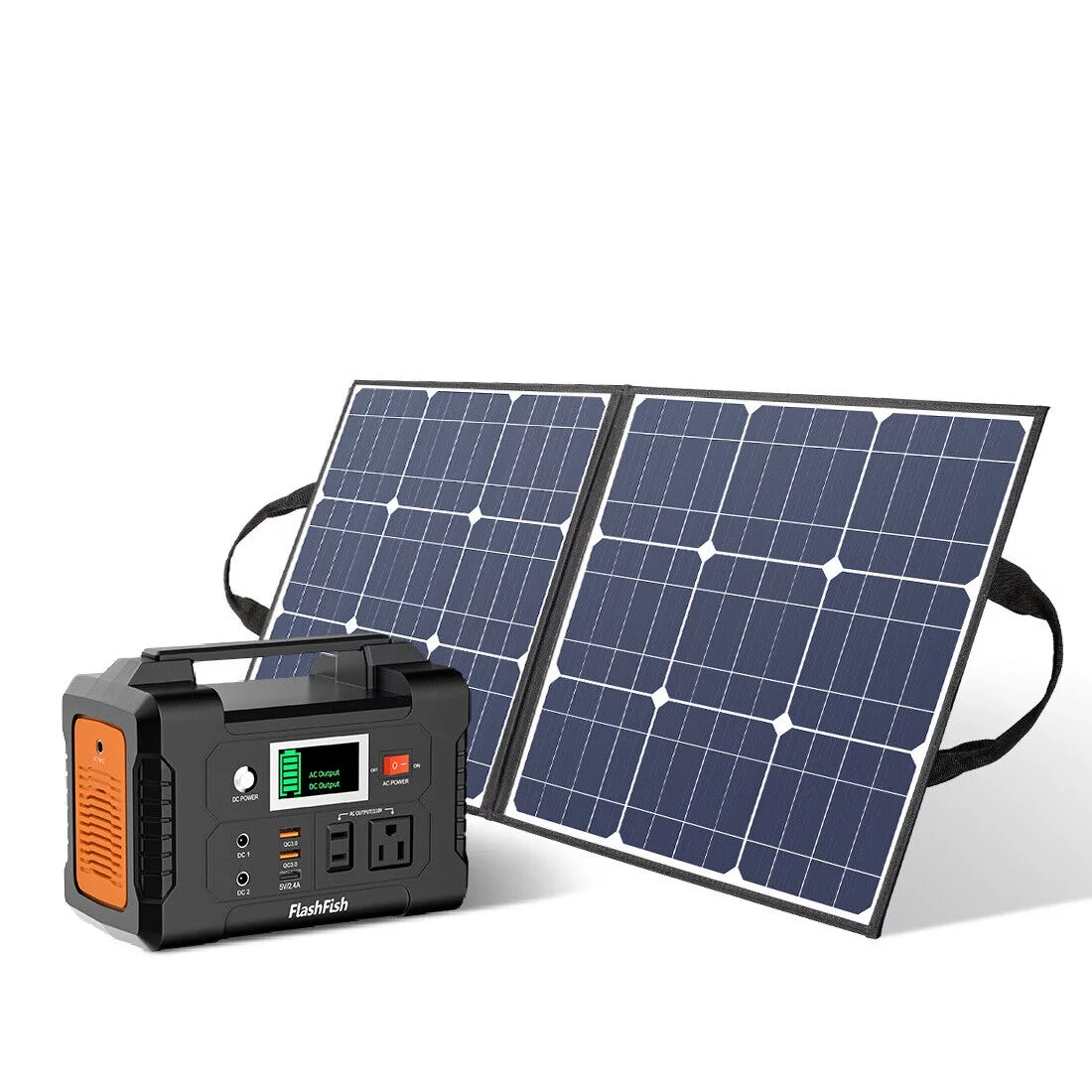 200W Portable Power Station, FlashFish 40800mAh Solar Generator with 50W 18V Portable Solar Panel, Flashfish Foldable Solar Charger with 5V USB 18V DC Output - Inhomebuy