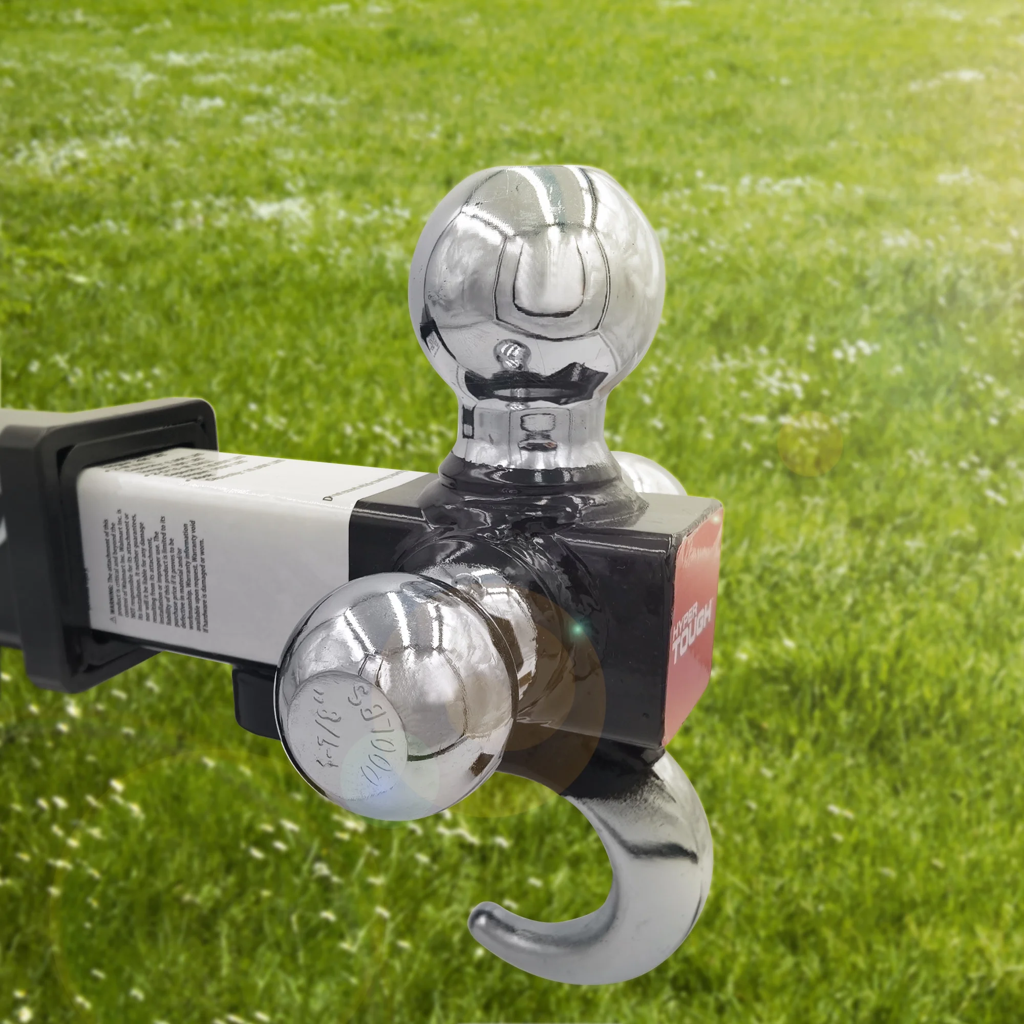 Hyper Tough Automotive Tri-Ball Mount with Hook, Steel, Class V, 1-7/8