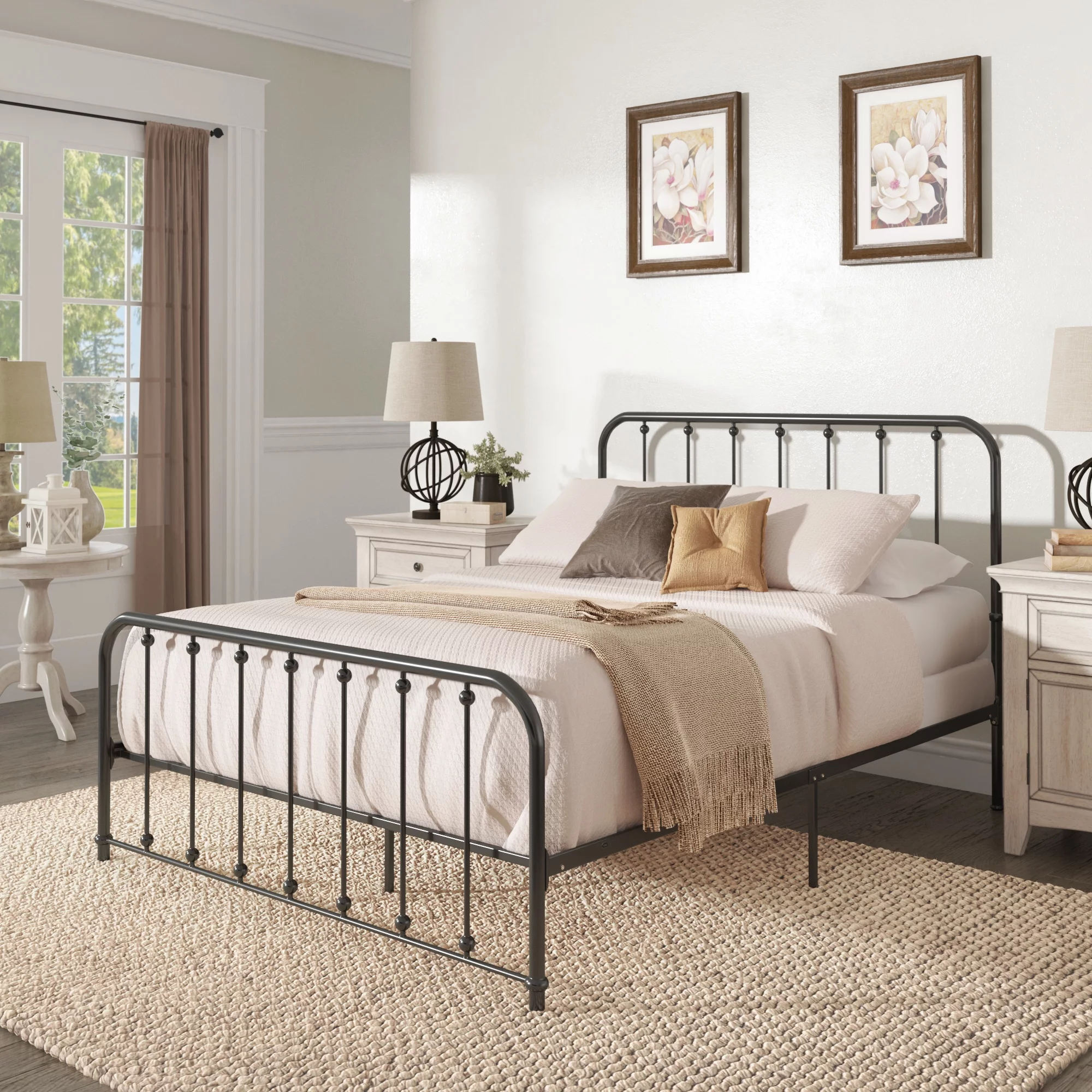 Weston Home Montgomery Spindle Metal Platform Full Bed, White - Inhomebuy