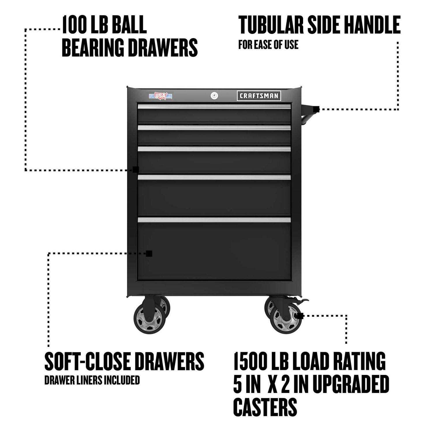 Craftsman 2000 Series 26.5-in W x 37.5-in H 5-Drawer Steel Rolling Tool Cabinet CMST - Inhomebuy