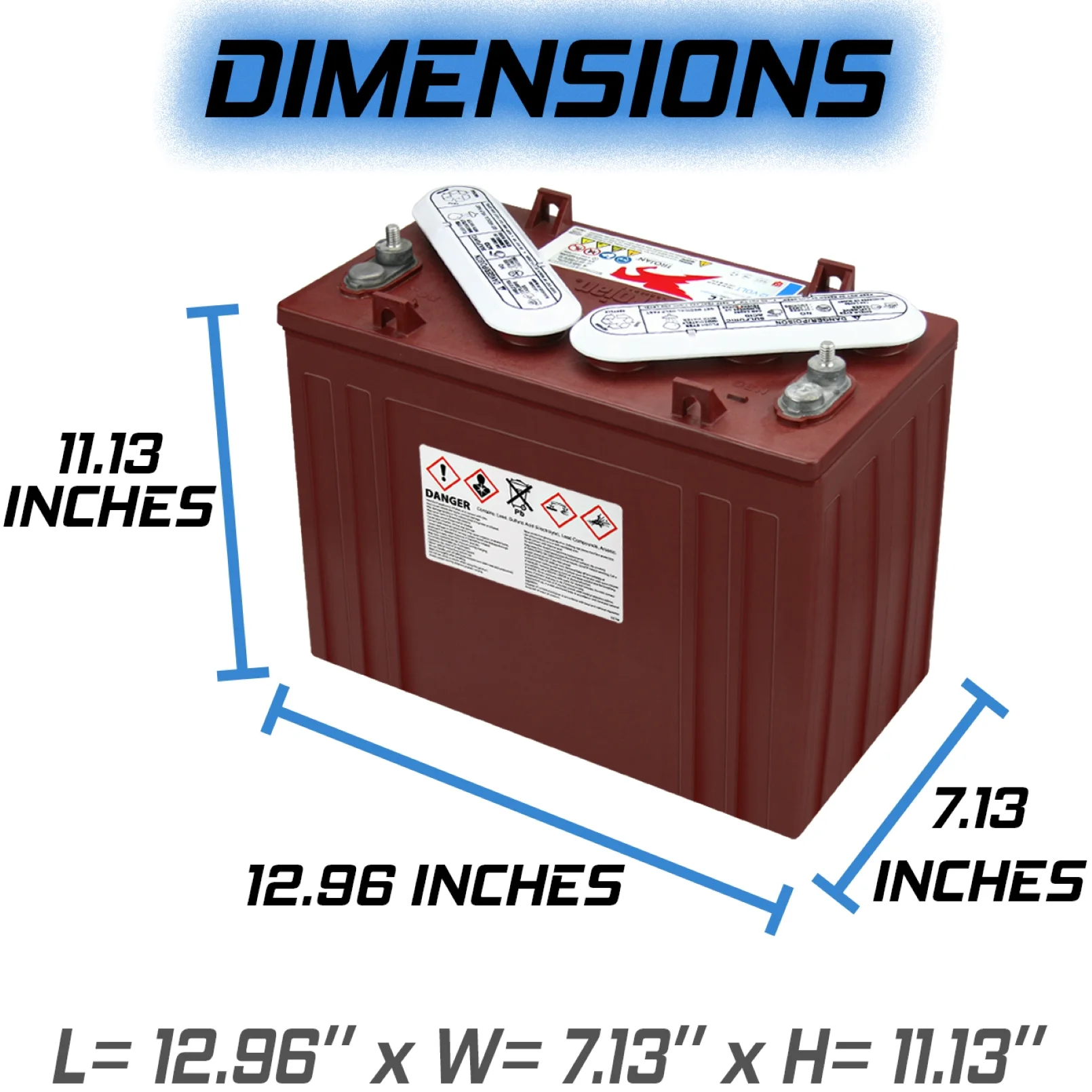 Trojan T-1275 12V 150Ah Flooded Lead Acid GC12 Deep Cycle Battery x2 - Inhomebuy