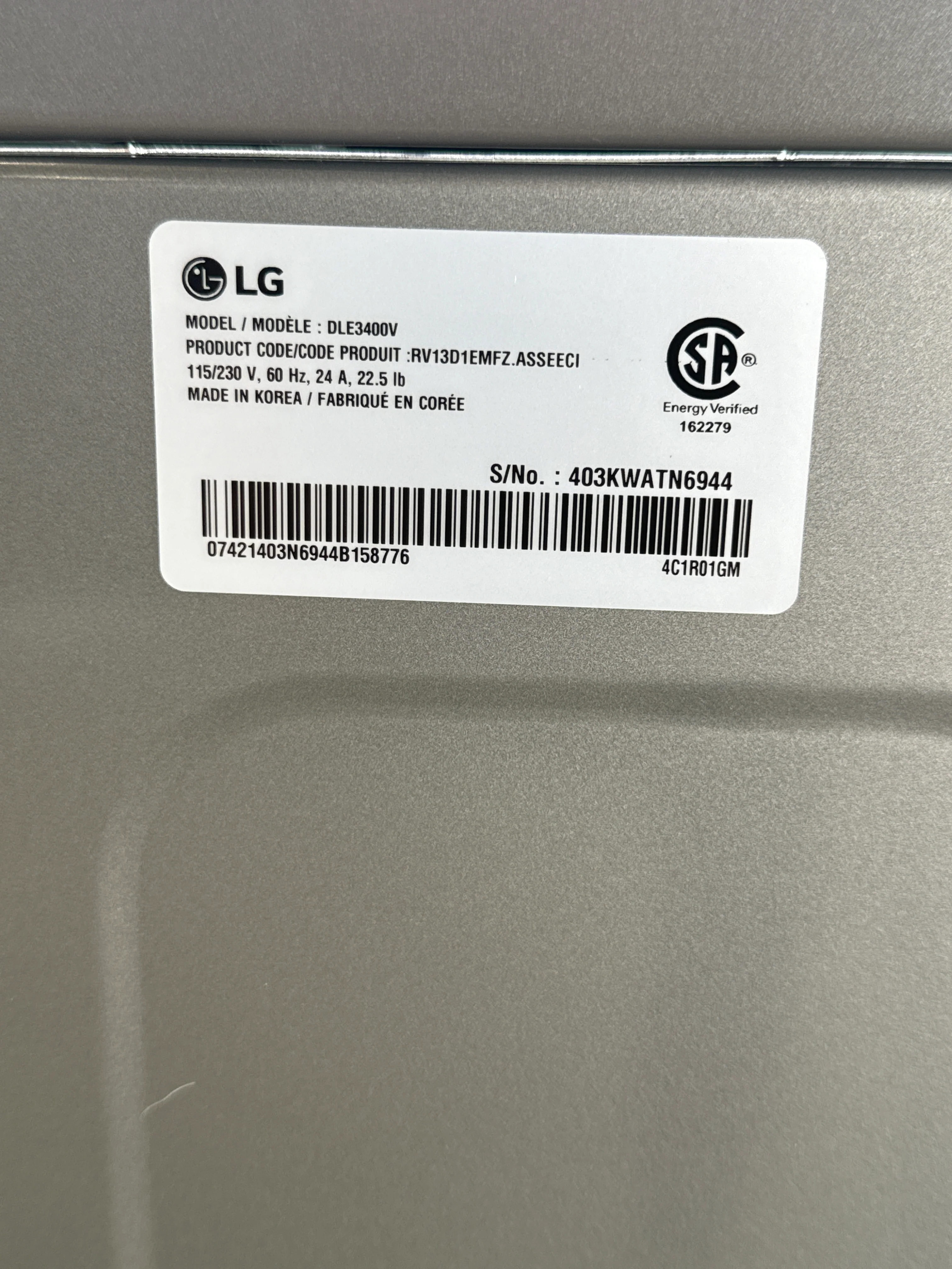 LG 7.4 CU. FT. GRAPHITE STEEL ULTRA LARGE CAPACITY ELECTRIC DRYER WITH SMARTDIAGNOSIS - DLE3400V - Inhomebuy