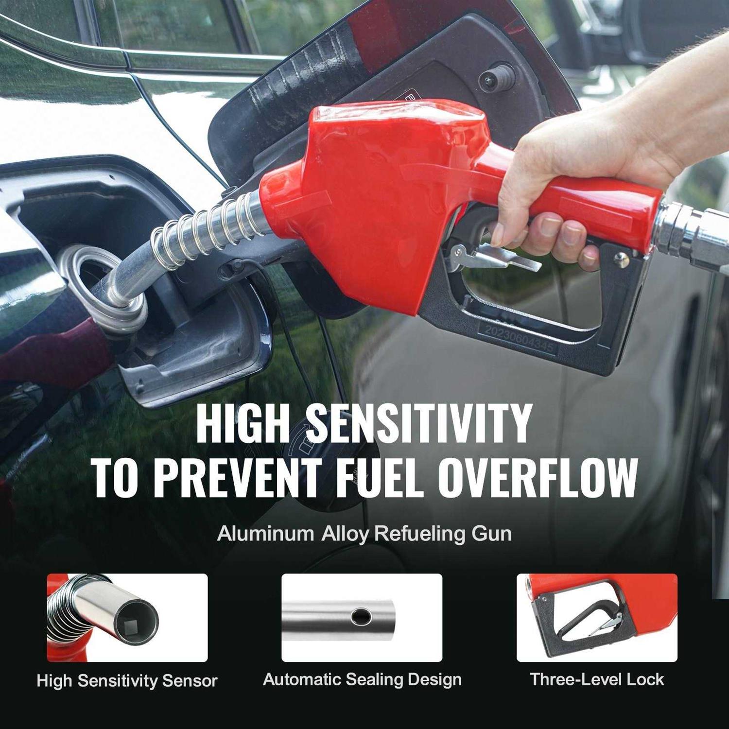 VEVOR Fuel Hose Reel 1 x 33′ Extra Long Retractable Diesel Hose Reel Heavy-Duty Carbon Steel Construction with Automatic Fuel Nozzle Nbr Rubber - Inhomebuy