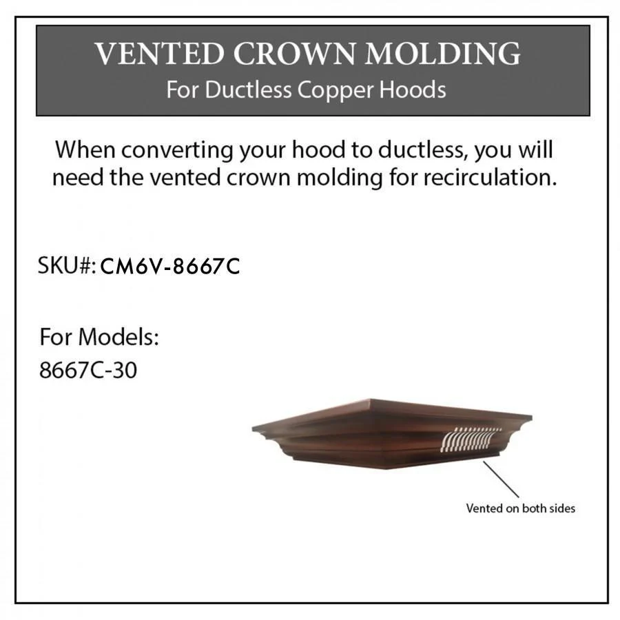ZLINE Vented Crown Molding for Designer Range Hoods w/Recirculating Option, CM6V-8667C - Inhomebuy