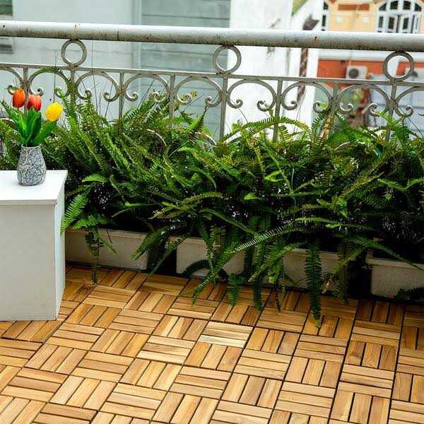 YOFE Brown Acacia Wood 3/4 in. T x 12 in. W Solid Hardwood Flooring Interlocking Deck Tiles - Inhomebuy