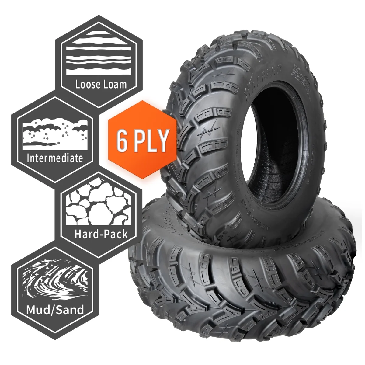 6PR ATV/UTV Tires 25x8-12 Front & 25x10-12 Rear All Terrain 15mm Tread Depth 25x8x12 25x10x12 Trail Sand Off-Road Tires Set of 4 - Inhomebuy