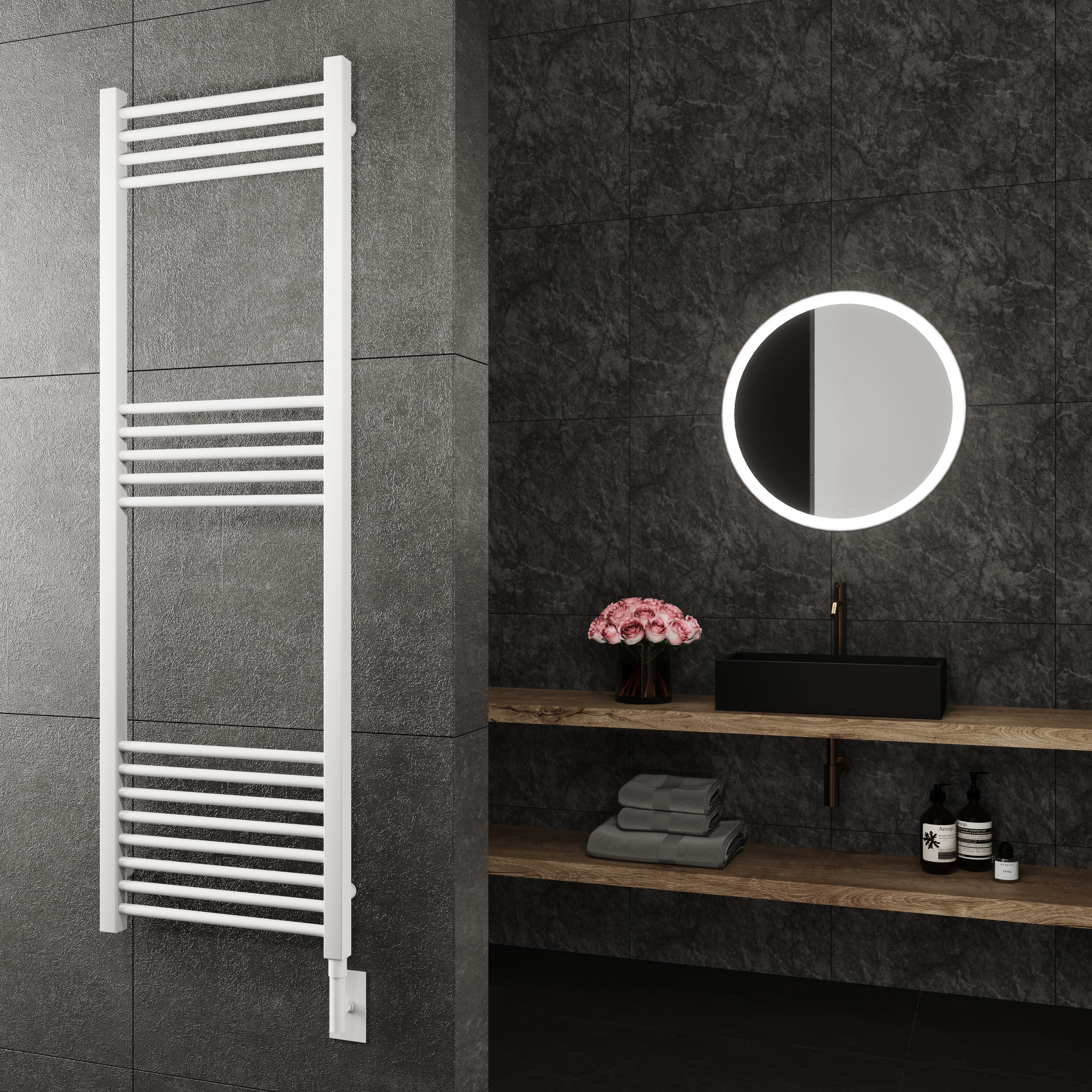 Eos Wall Mounted Electric Towel Warmer in White - Inhomebuy