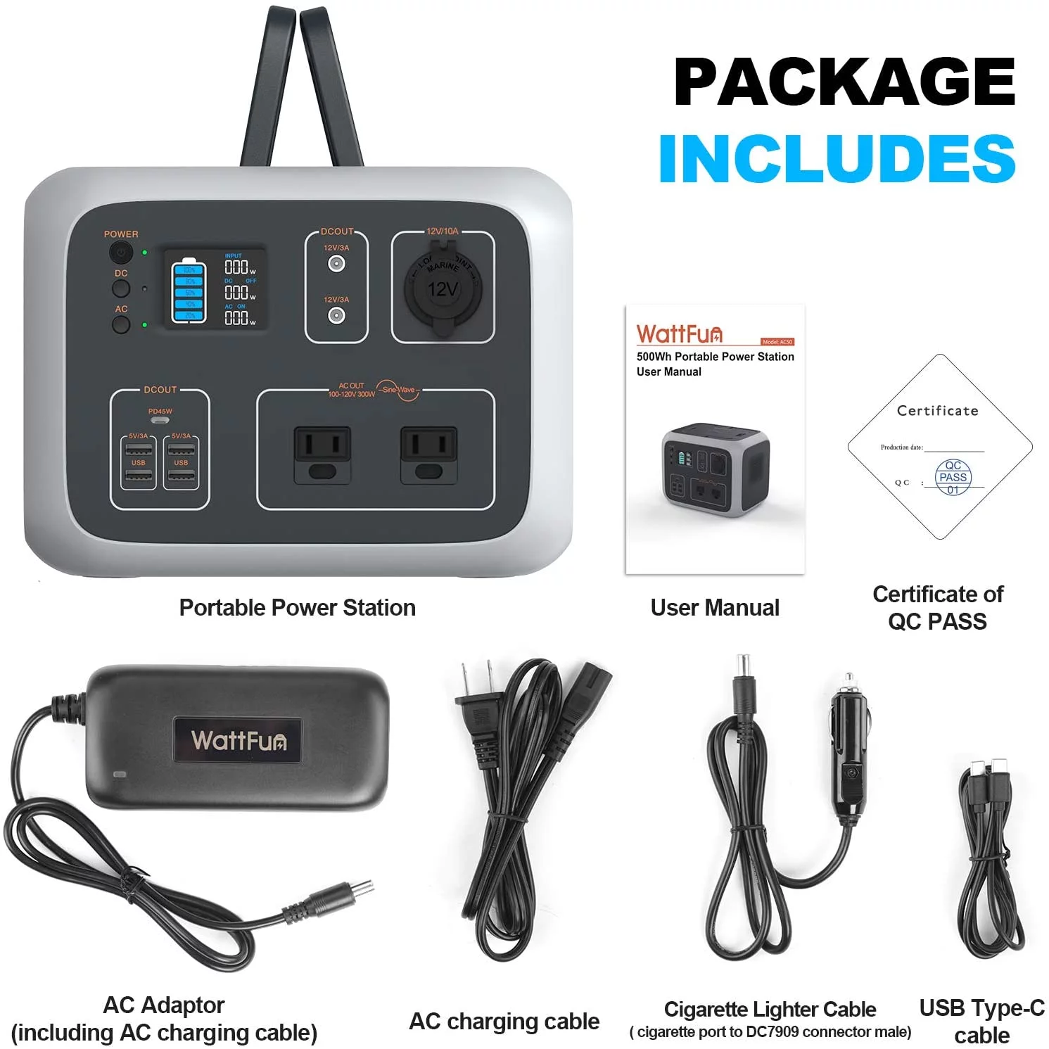 Wattfun Portable Power Station, 96000mAh/298Wh LiFePO4 Solar Generator - Inhomebuy