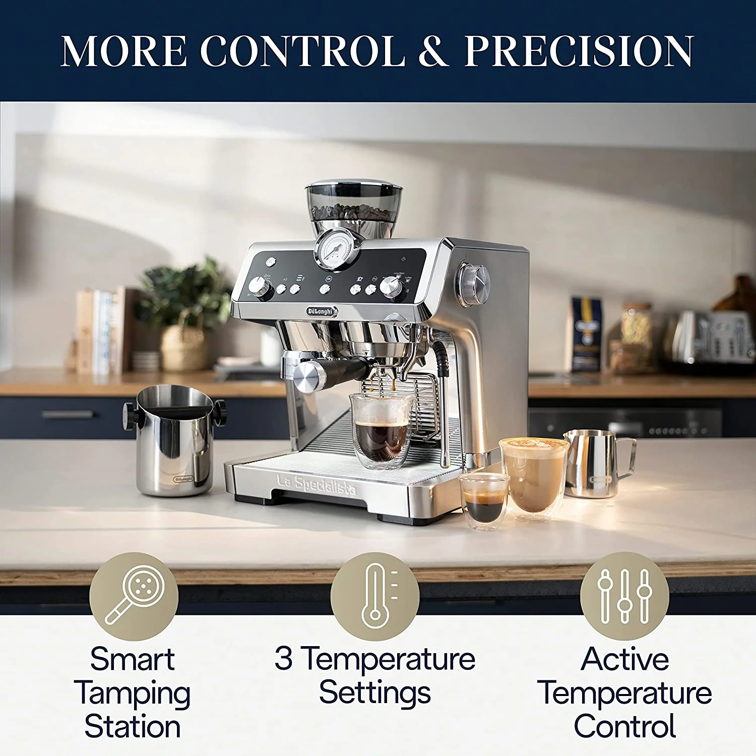 DeLonghi La Specialista Prestigio Espresso Machine: 1450W with Smart Tamping Station & Dual Heating System, s/s | EC9355M - Inhomebuy