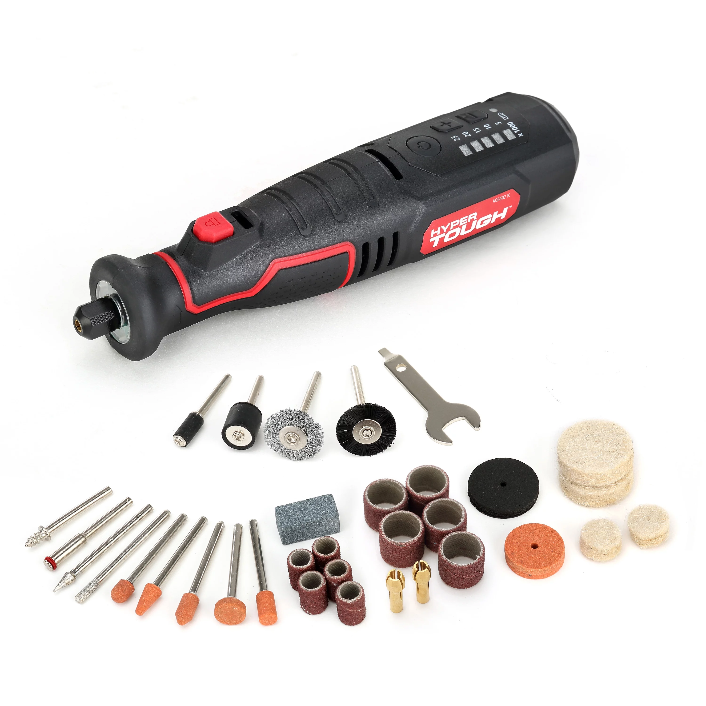 Hyper Tough 8V MAX Cordless Rotary Tool, Non Removable 1.5 Ah Battery with Charger, 40 Piece Accessory Kit & Plastic Storage Case - Inhomebuy