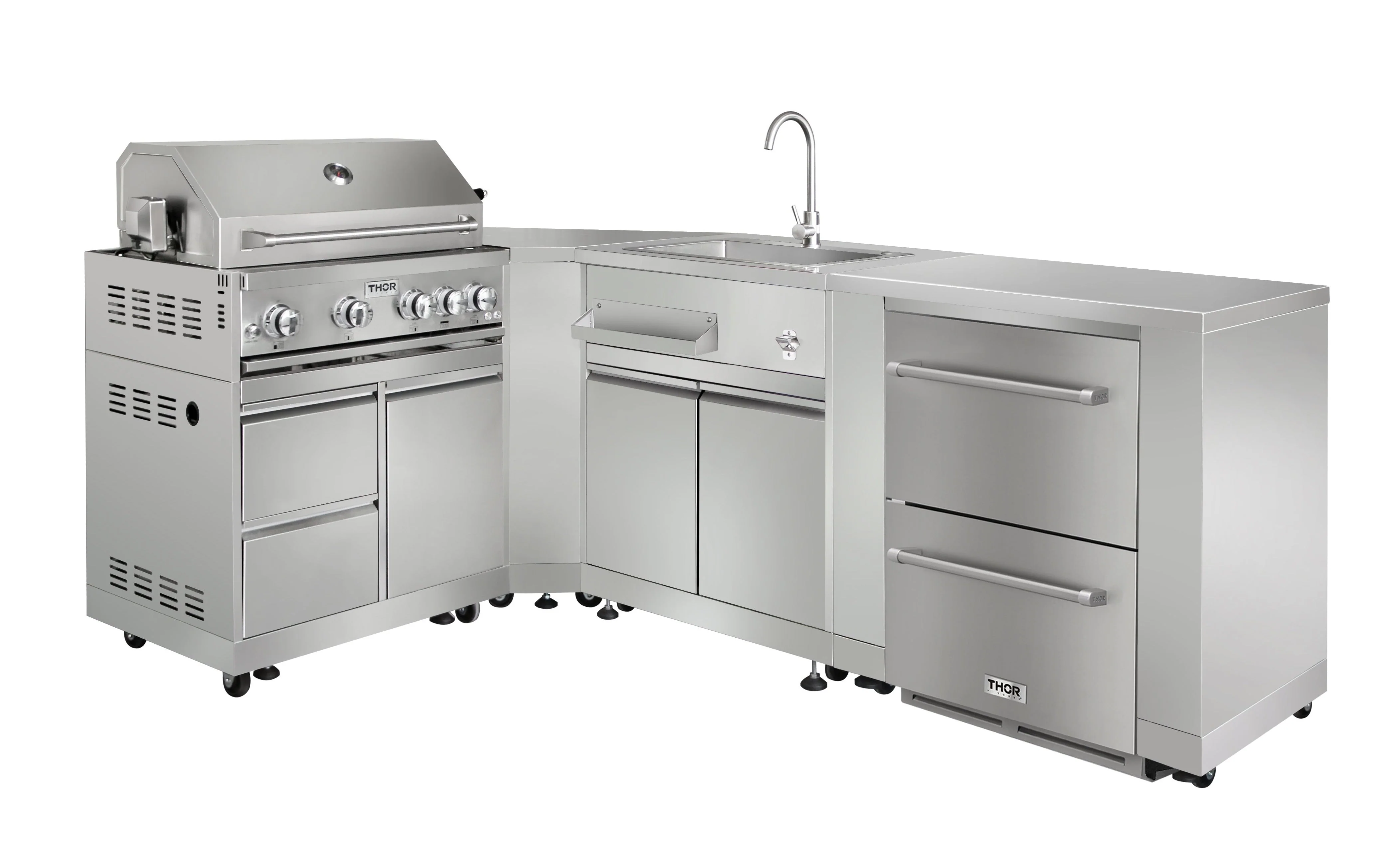 Thor Outdoor Kitchen Package with Propane Gas Grill and Freezer, AP-Outdoor-LP-F-6-A - Inhomebuy