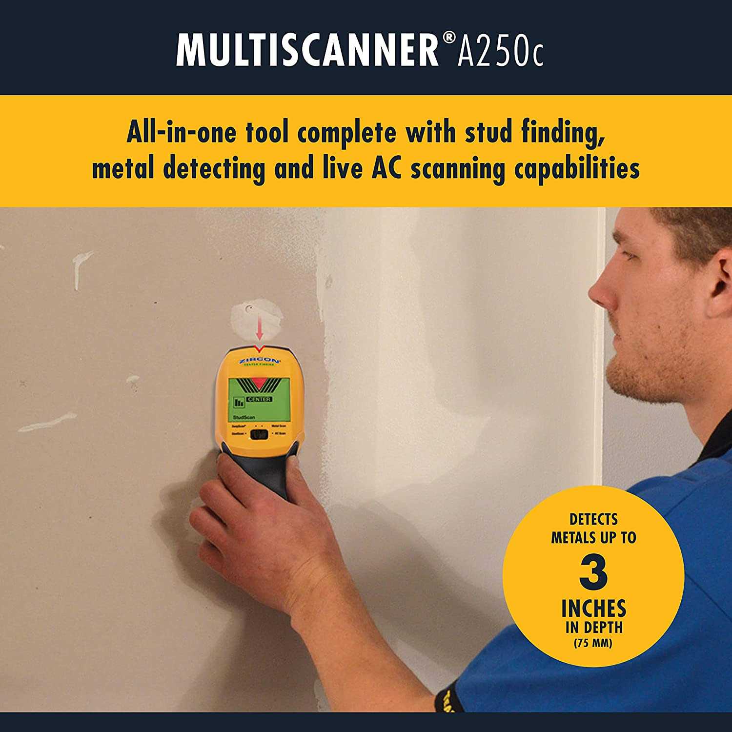 Zircon MultiScanner All-In-One Stud Finder/Metal Detector/Live AC Wire Detection and Scanner - Inhomebuy