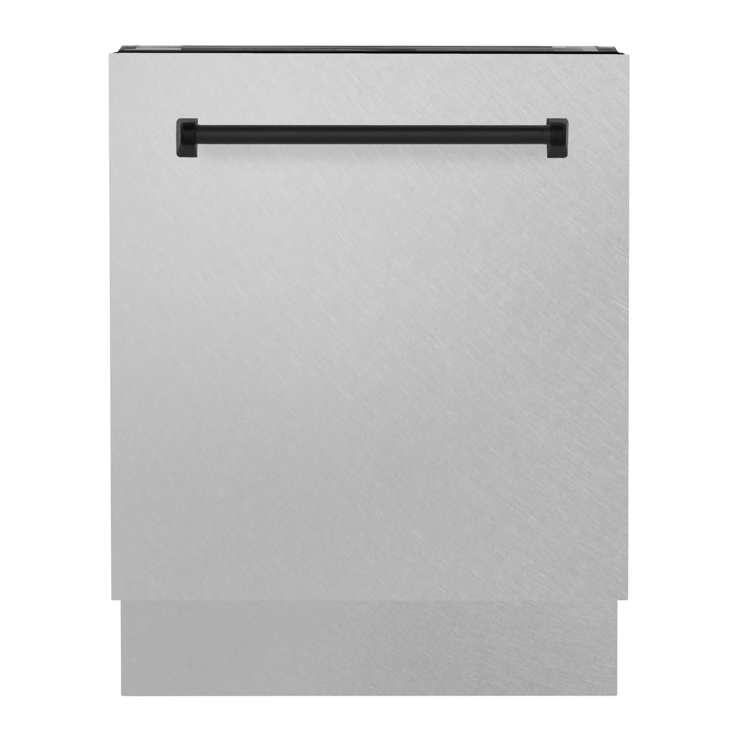 ZLINE Autograph Series 24 inch Tall Dishwasher in DuraSnow® Stainless Steel with Matte Black Handle, DWVZ-SN-24-MB - Inhomebuy