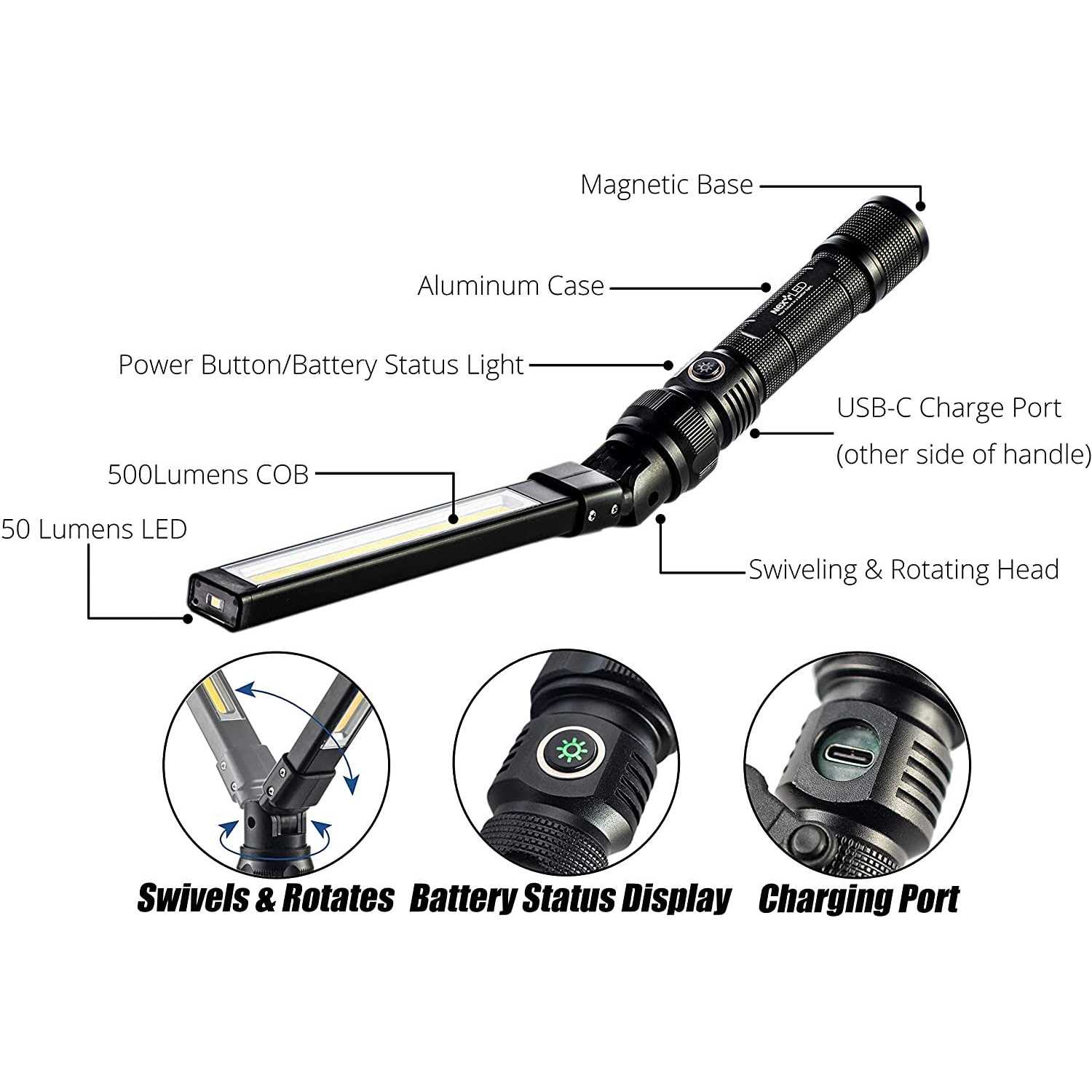 NextLED Cree LED Work Light with Flexible 20-Inch Gooseneck and Magnetic Base - Inhomebuy