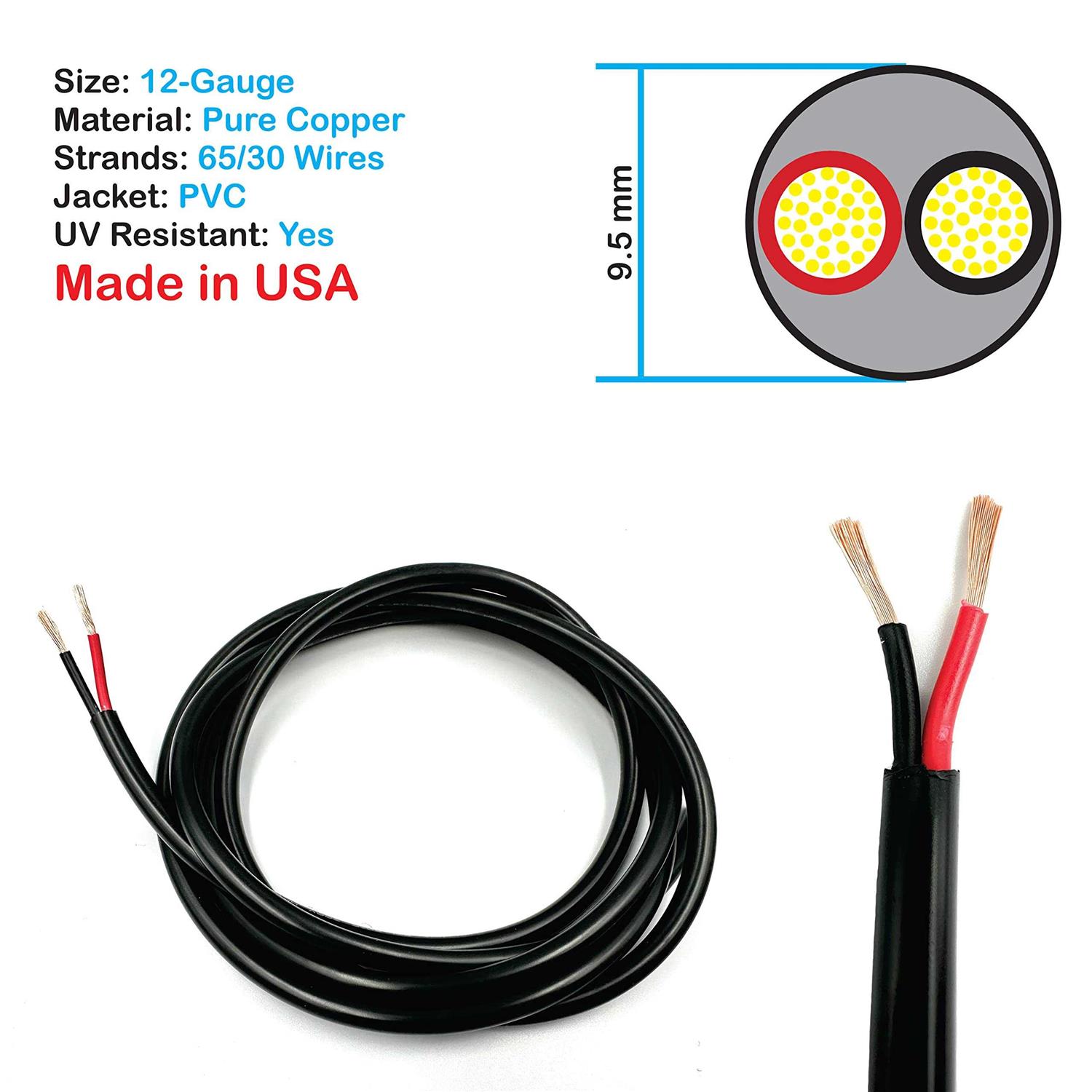 NATIONAL Wire&Cable Gauge 2 Conductors Premium Electrical Wire Made in USA - Inhomebuy