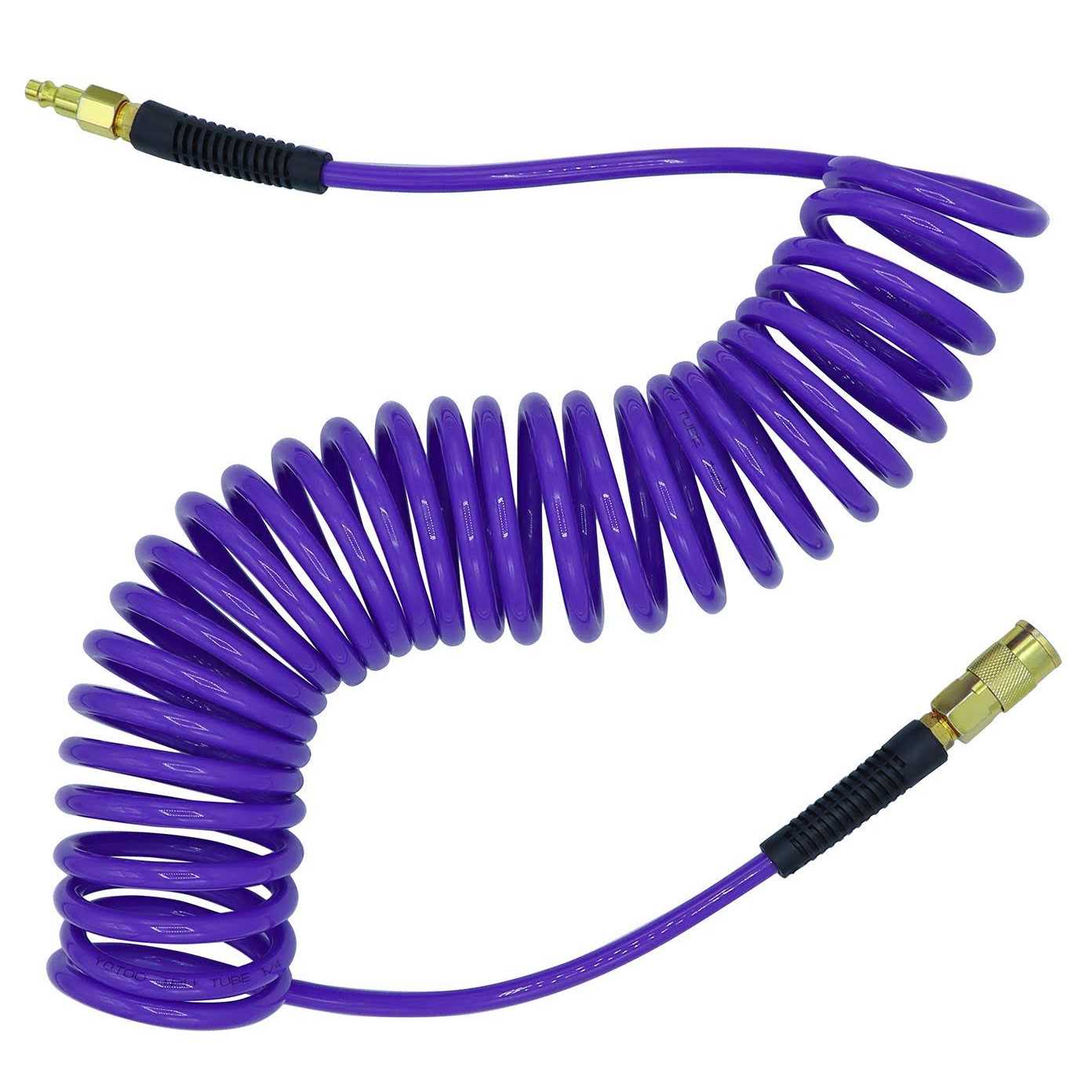 Yotoo Polyurethane Recoil Air Hose 1/4 Inner Diameter by 25′ Long with Bend Restrictor, 1/4 Industrial Quick Coupler and Plug - Inhomebuy