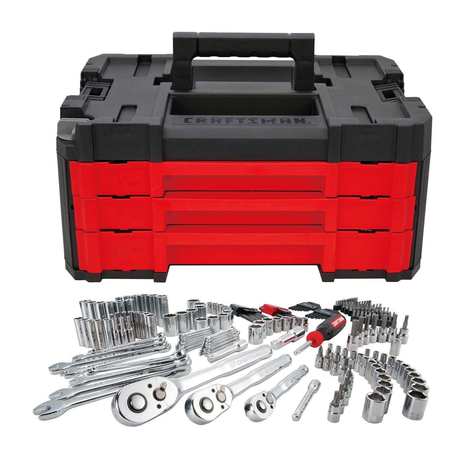 Craftsman Mechanic Tool Set 215 Piece Hand Box Set in Metal - Inhomebuy