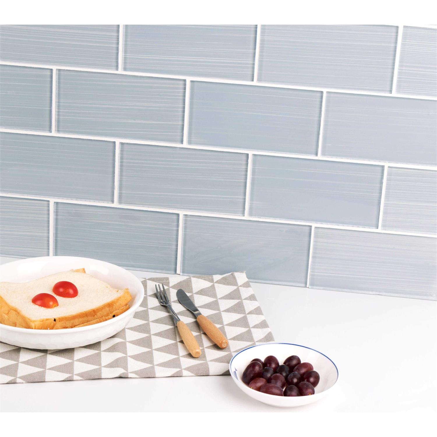 WS Tiles Hand Painted 3 in. x 6 in. Glass Subway 12 in. x 12 in. Mesh-Backed Wall Tile WST - Inhomebuy