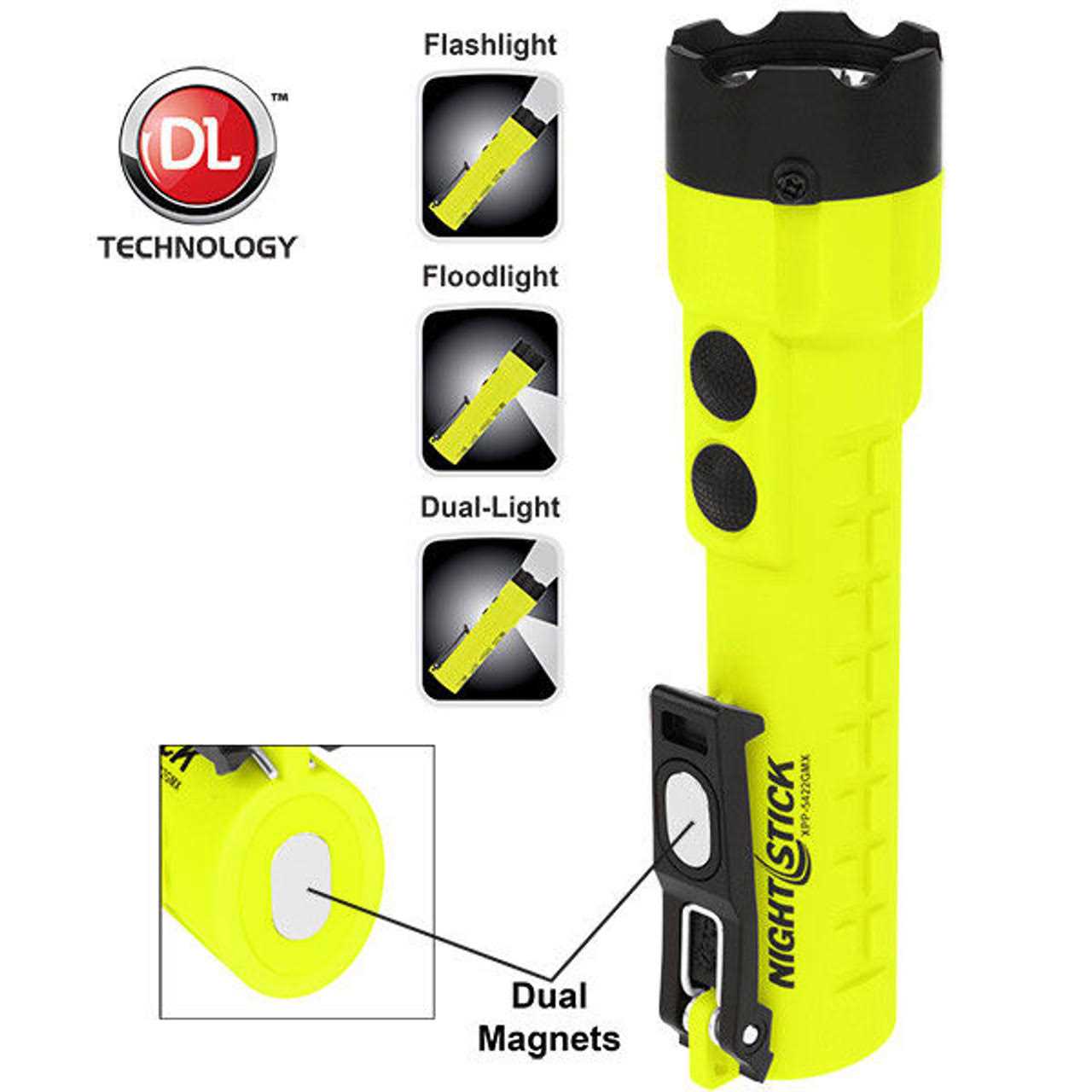 Nightstick X-Series Intrinsically Safe Dual-Light Flashlight Dual Magnets XPP-5422GMX - Inhomebuy