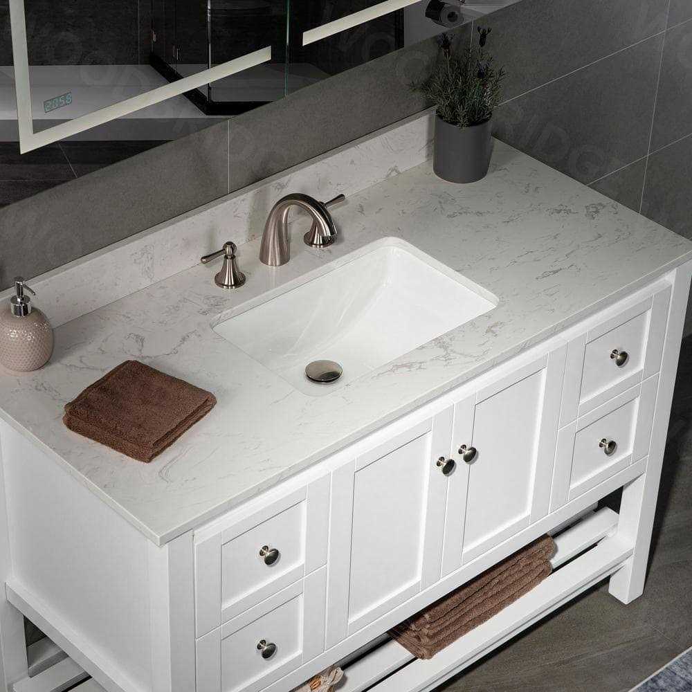 WOODBRIDGE 37 in. W x 22 in. D Engineered Stone Vanity Top in Carrara White with White Single Sink - Inhomebuy
