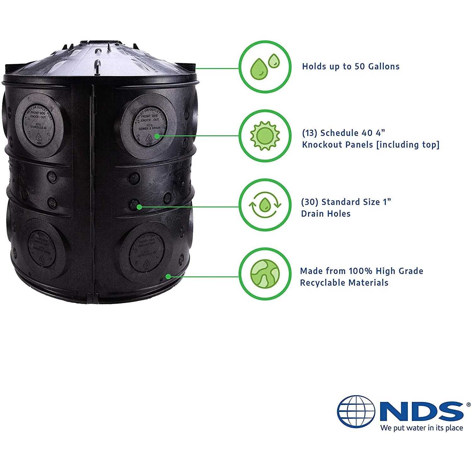 NDS EZ-Drain 4 in. D x 10 ft. L Poly-Rock Aggregate Sewer and Drain Pipe - Inhomebuy