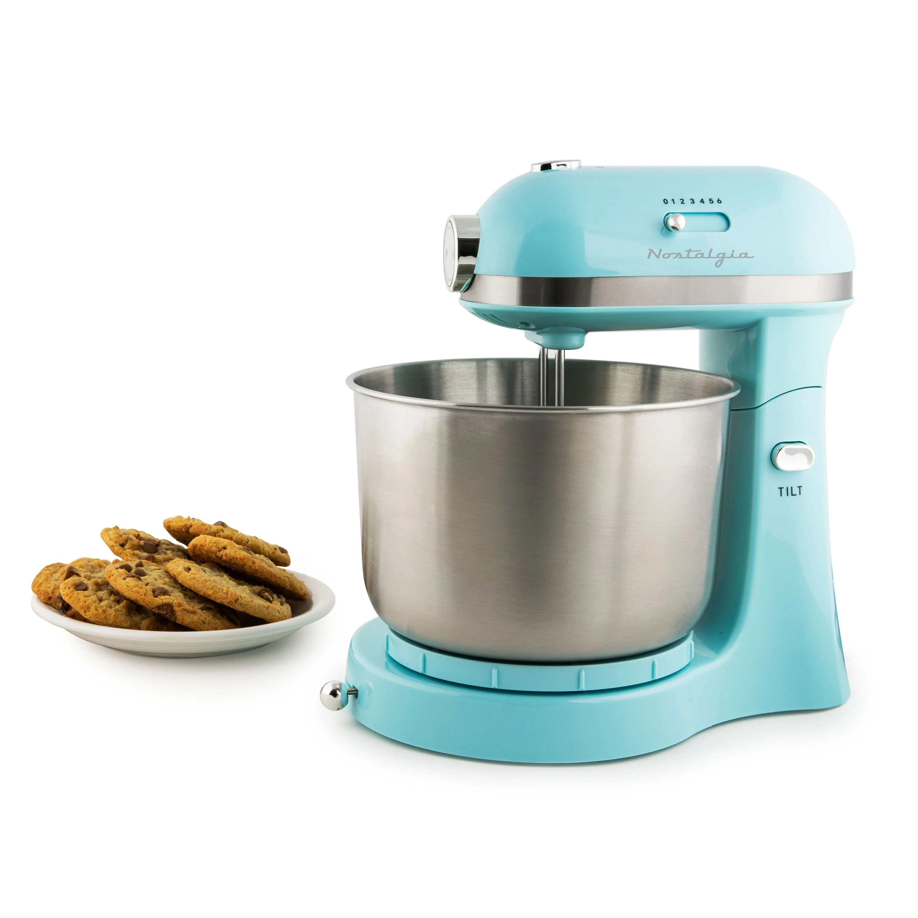 3.5 Qt Retro Stand Mixer with Tilt Head and Stainless Steel Bowl, Aqua - Inhomebuy