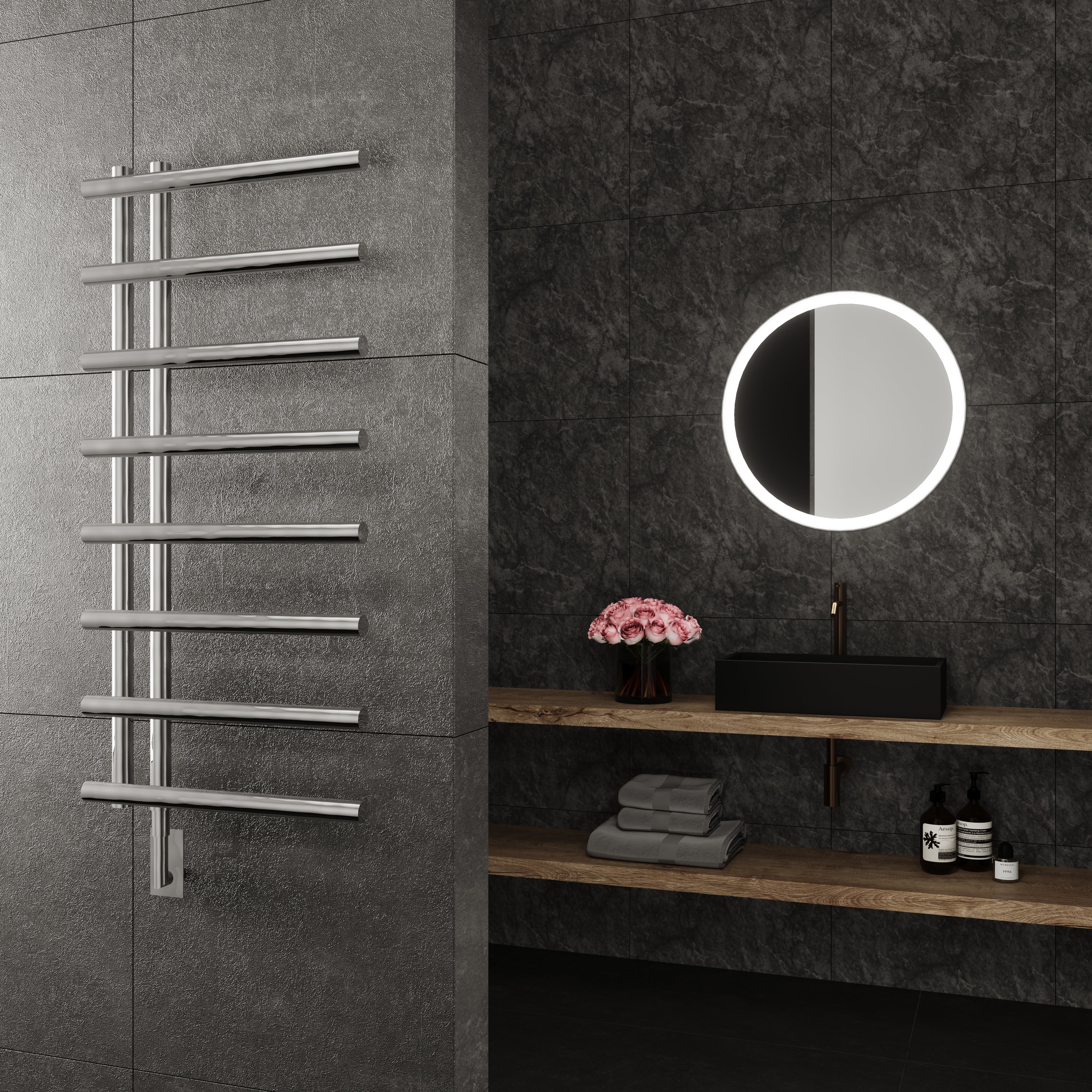 Rhea Wall Mounted Electric Towel Warmer in Chrome - Inhomebuy
