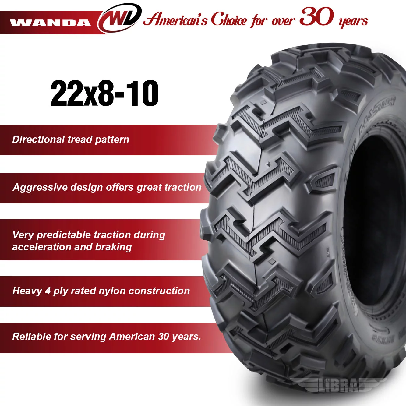 2 New WANDA ATV UTV Tires 22X8-10 22x8x10 4PR P306 - 10103 - Inhomebuy