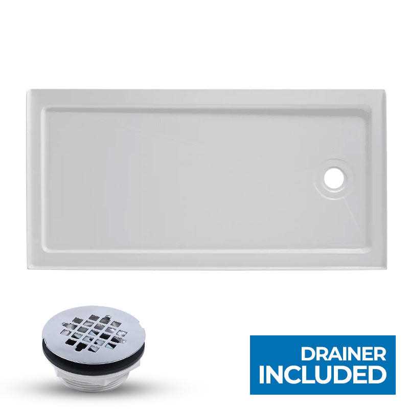 CRAFT + MAIN 60 in. x 30 in. Single Threshold Right Drain Shower Base in White - Inhomebuy