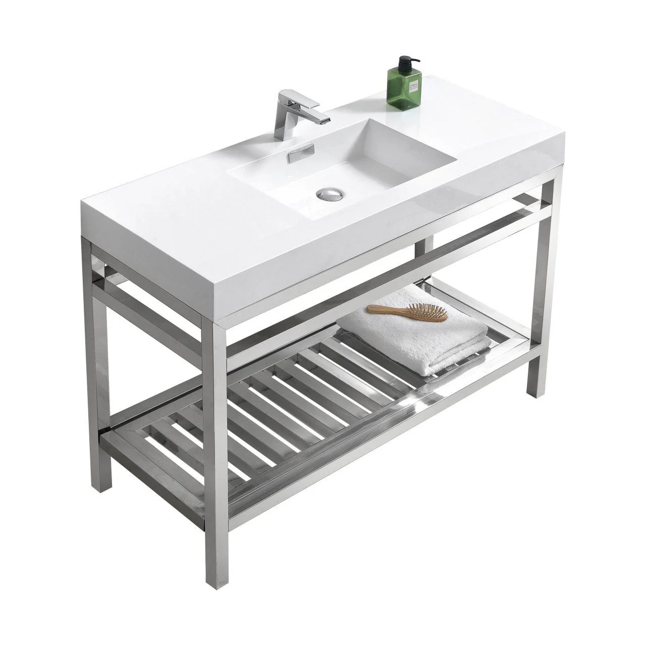 KubeBath Cisco 48 in. Stainless Steel Console with Acrylic Sink - Chrome, AC48 - Inhomebuy